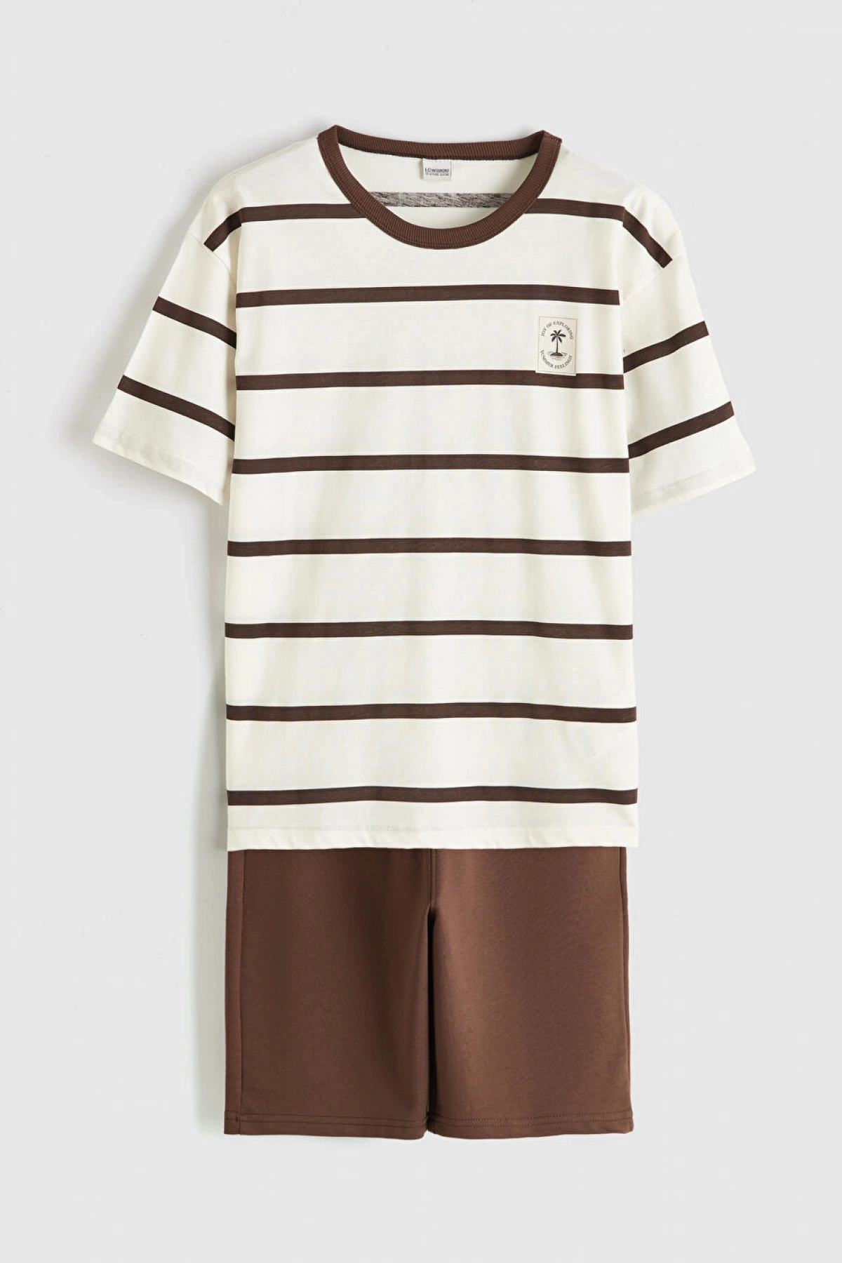 LCW Kids Kahverengi Çizgili Erkek Çocuk Tişört Ve Şort