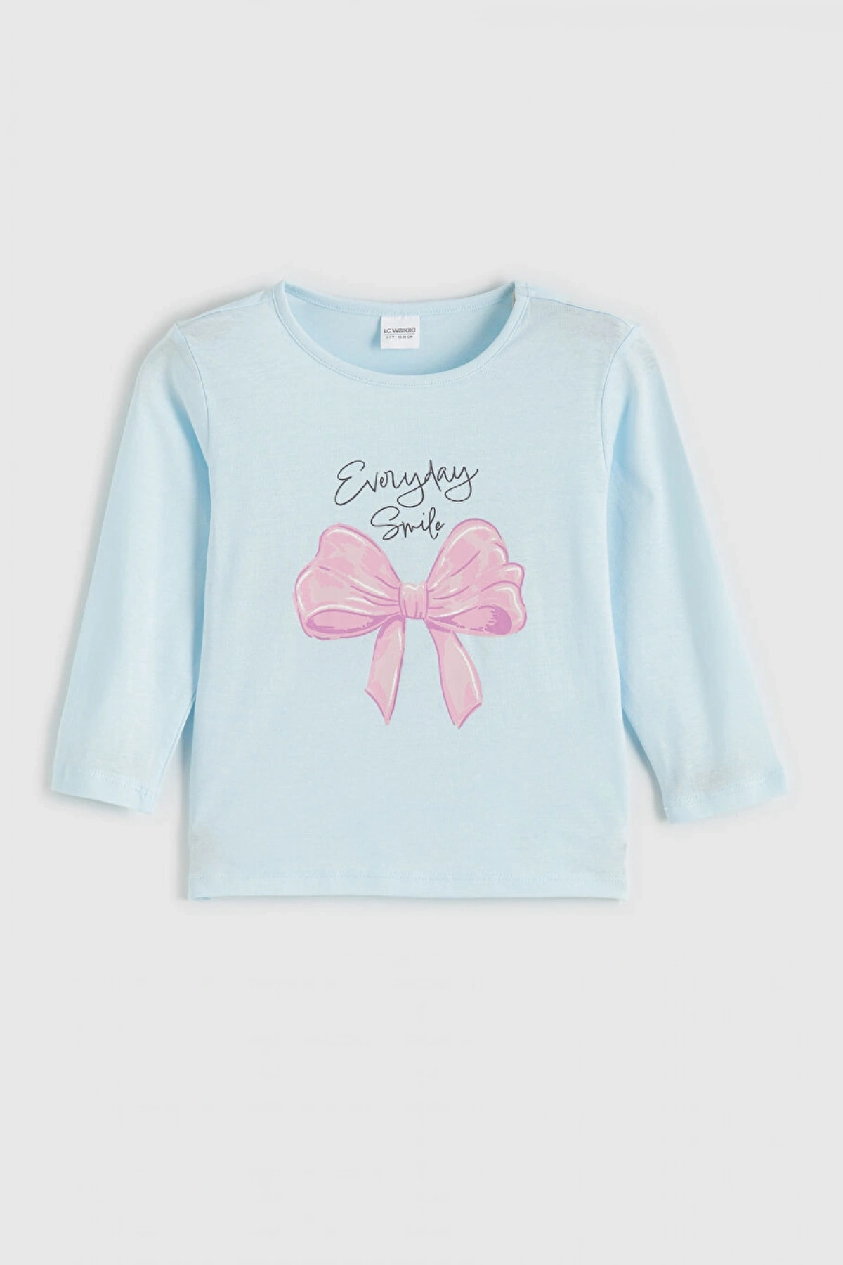 LCW Kids Mavi Kurdele Baskılı Kız Çocuk Pijama Takım