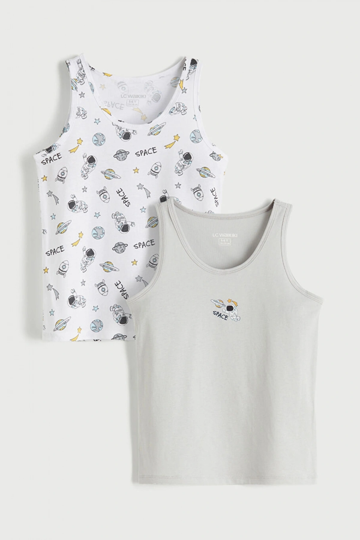 LCW Kids Beyaz Baskılı Erkek Çocuk Atlet 2li