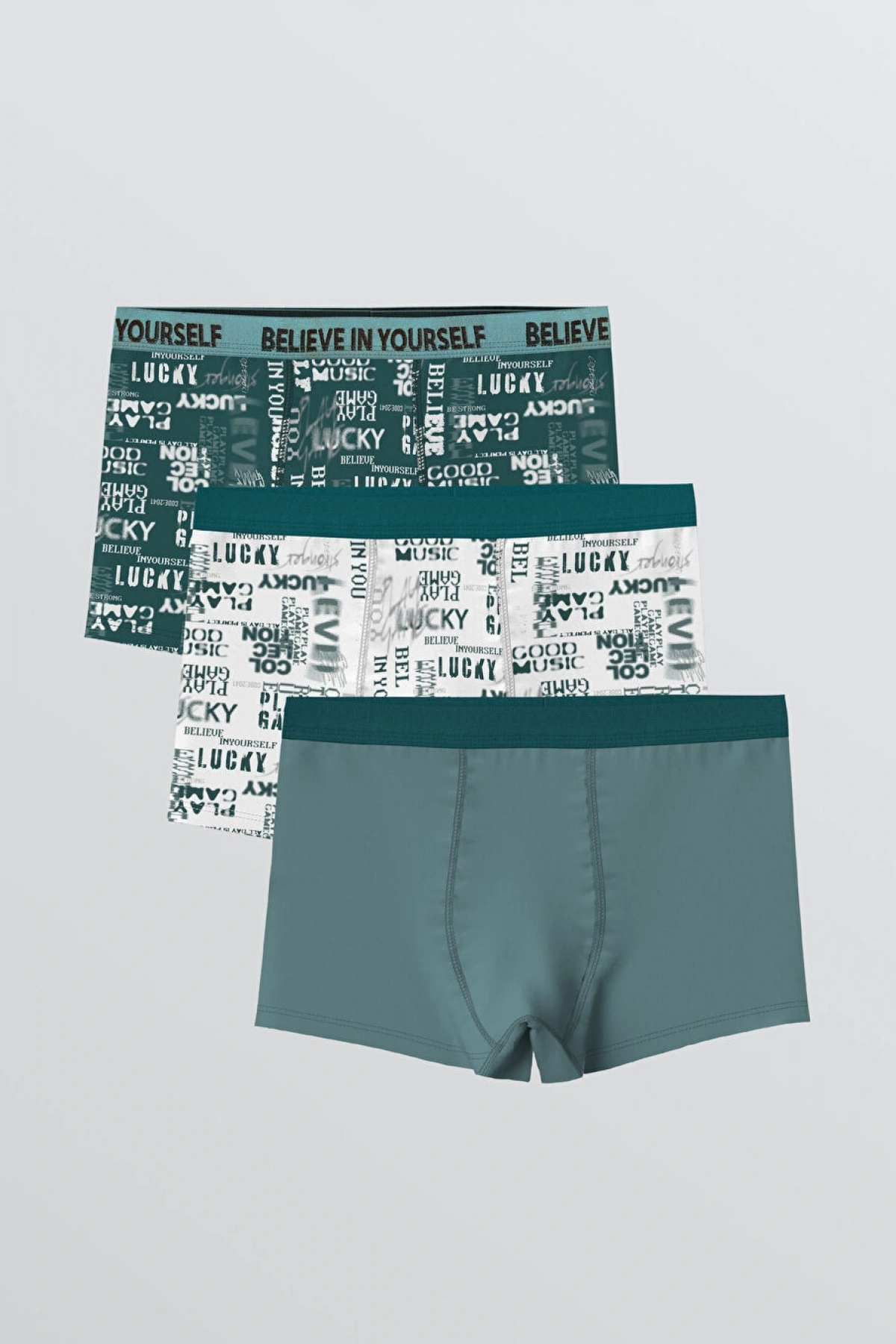 LCW Kids Yeşil Baskılı Erkek Çocuk Boxer 3lü