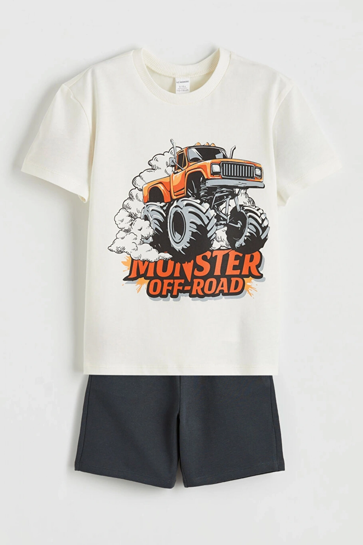 LCW Kids Bej Erkek Çocuk Baskılı Tişört Ve Şort Takım