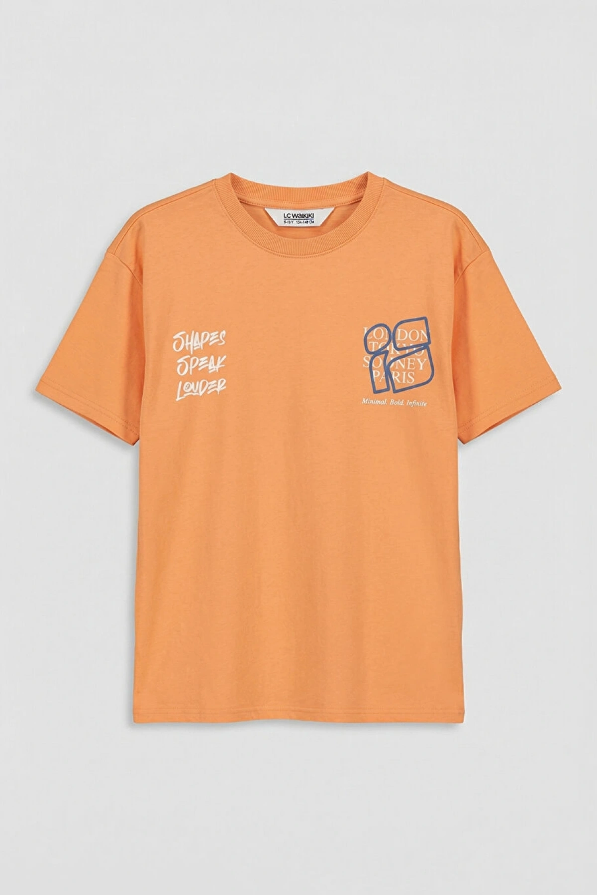 LCW Kids Turuncu Yazı Ve Şehir Baskılı Penye Erkek Çocuk Tişört