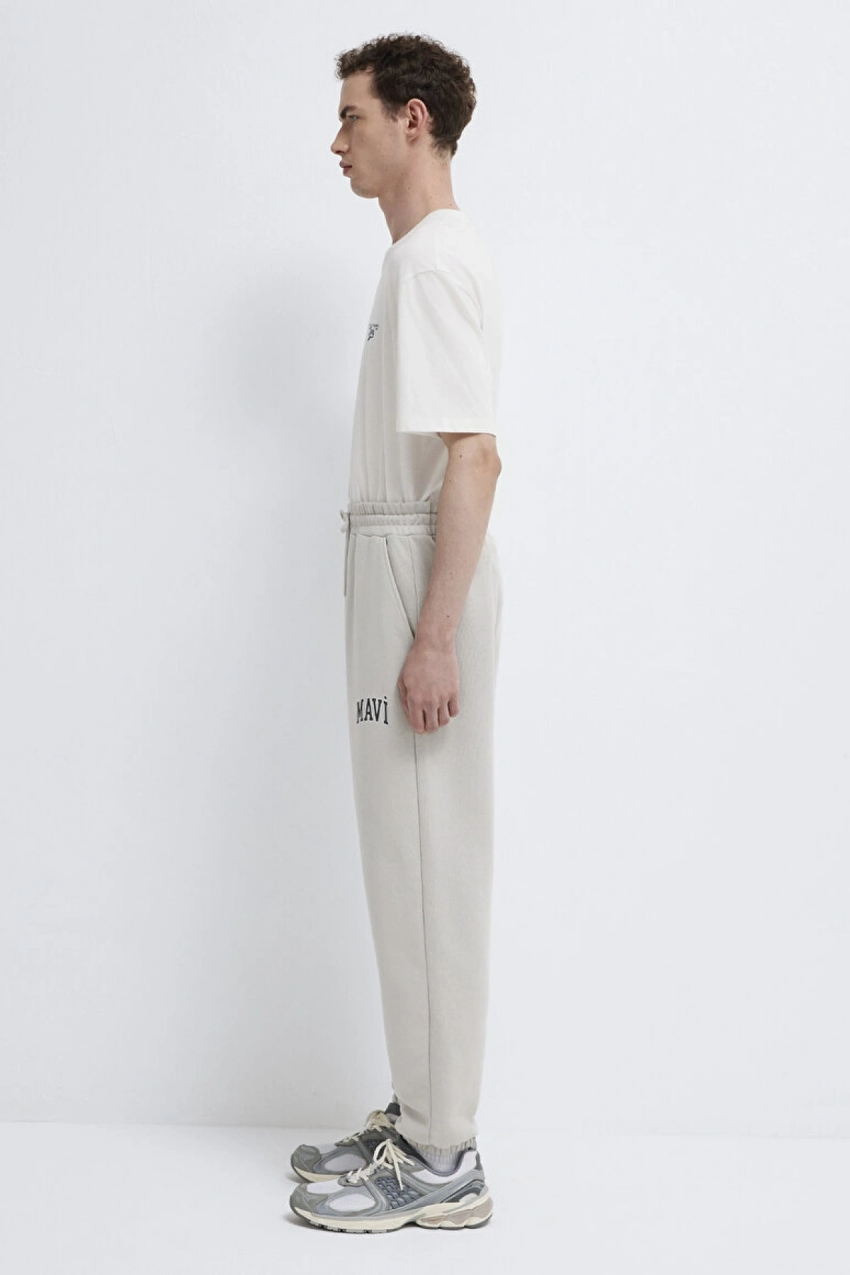 Mavi Logo Baskılı Gri Eşofman Altı