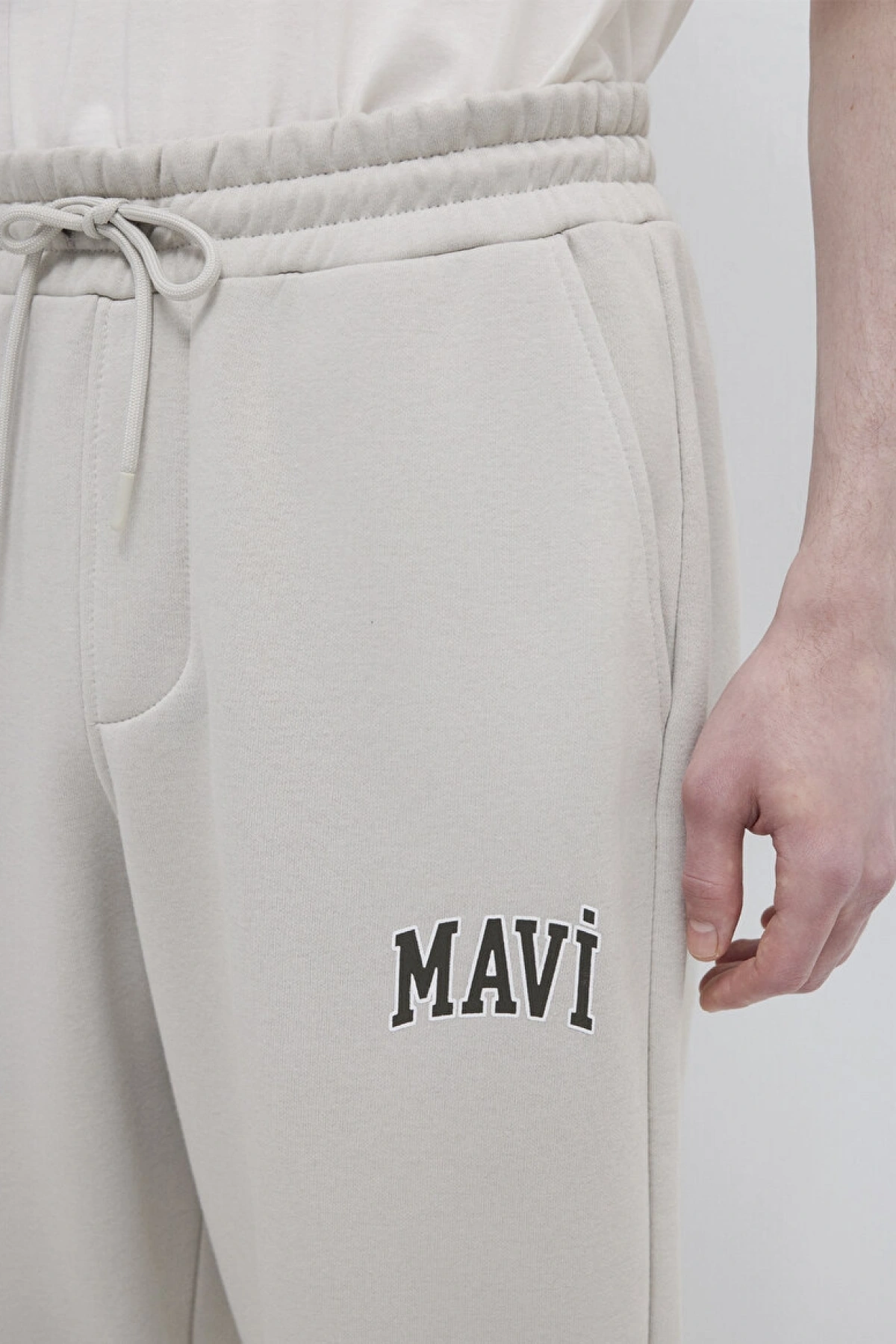 Mavi Logo Baskılı Gri Eşofman Altı