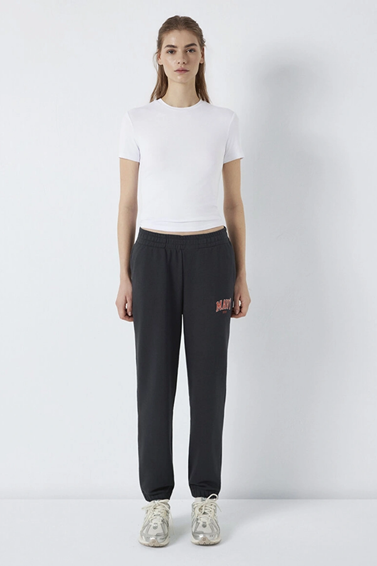 Mavi Logo Baskılı Antrasit Eşofman Altı