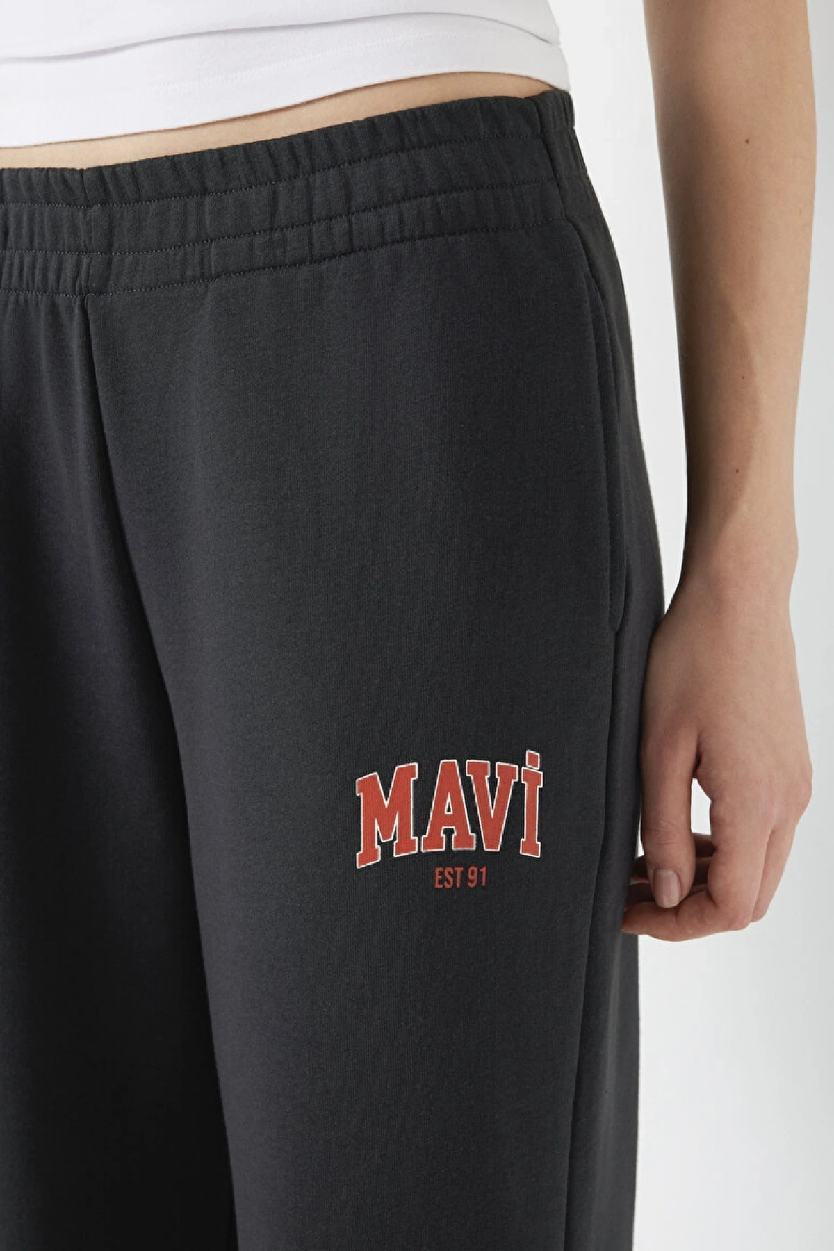 Mavi Logo Baskılı Antrasit Eşofman Altı