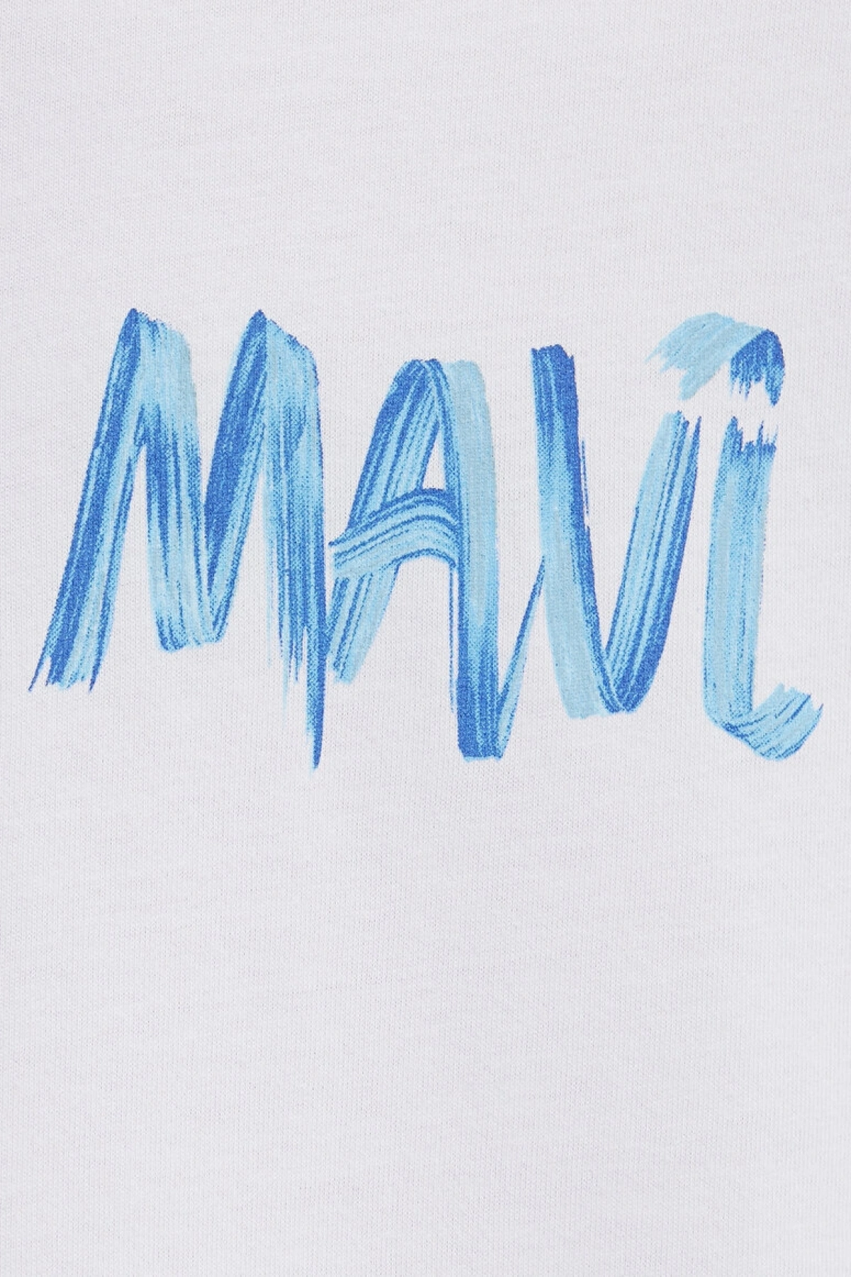 Mavi Baskılı Beyaz Tişört
