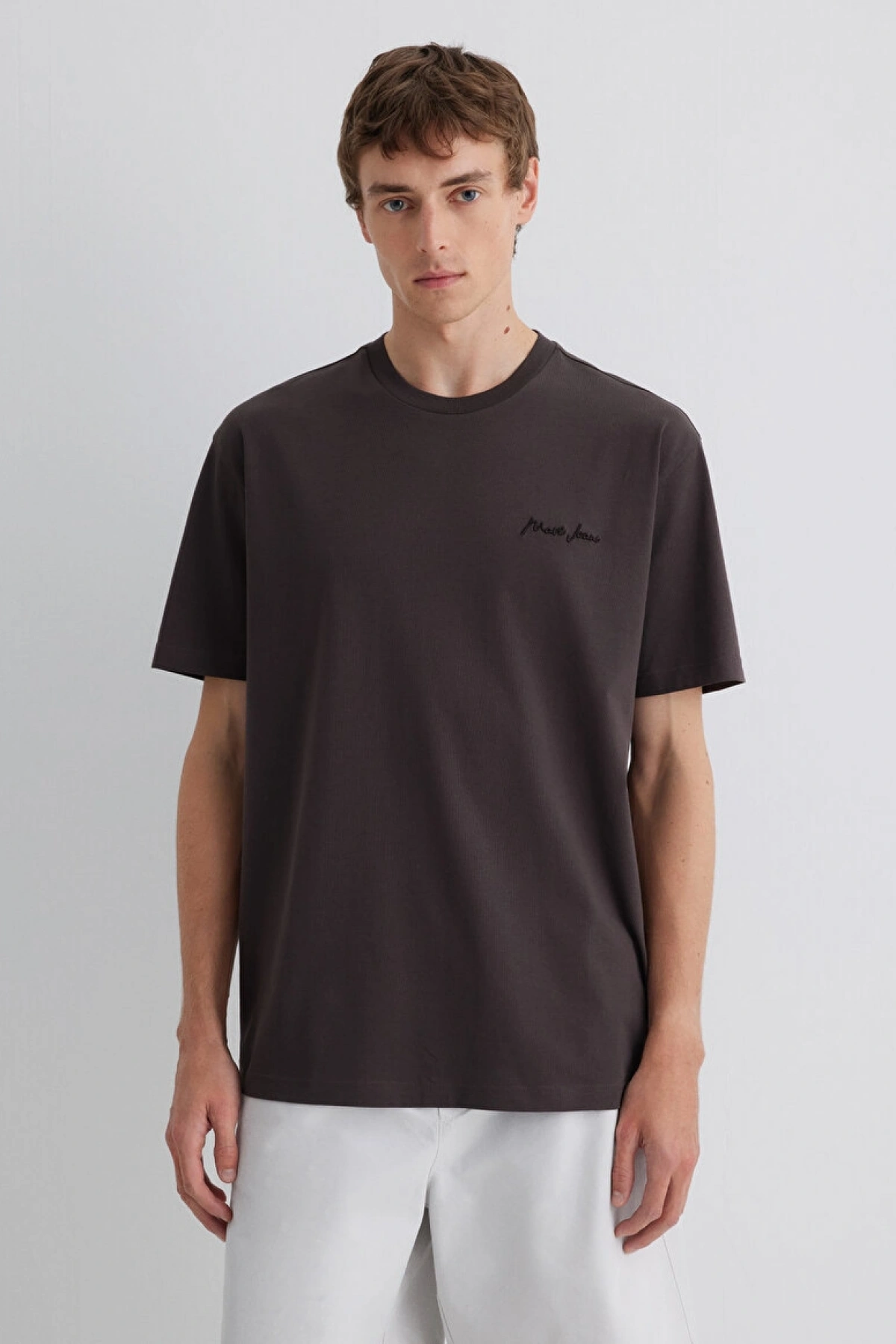 Mavi Jeans Nakışlı Kahverengi Basic Tişört