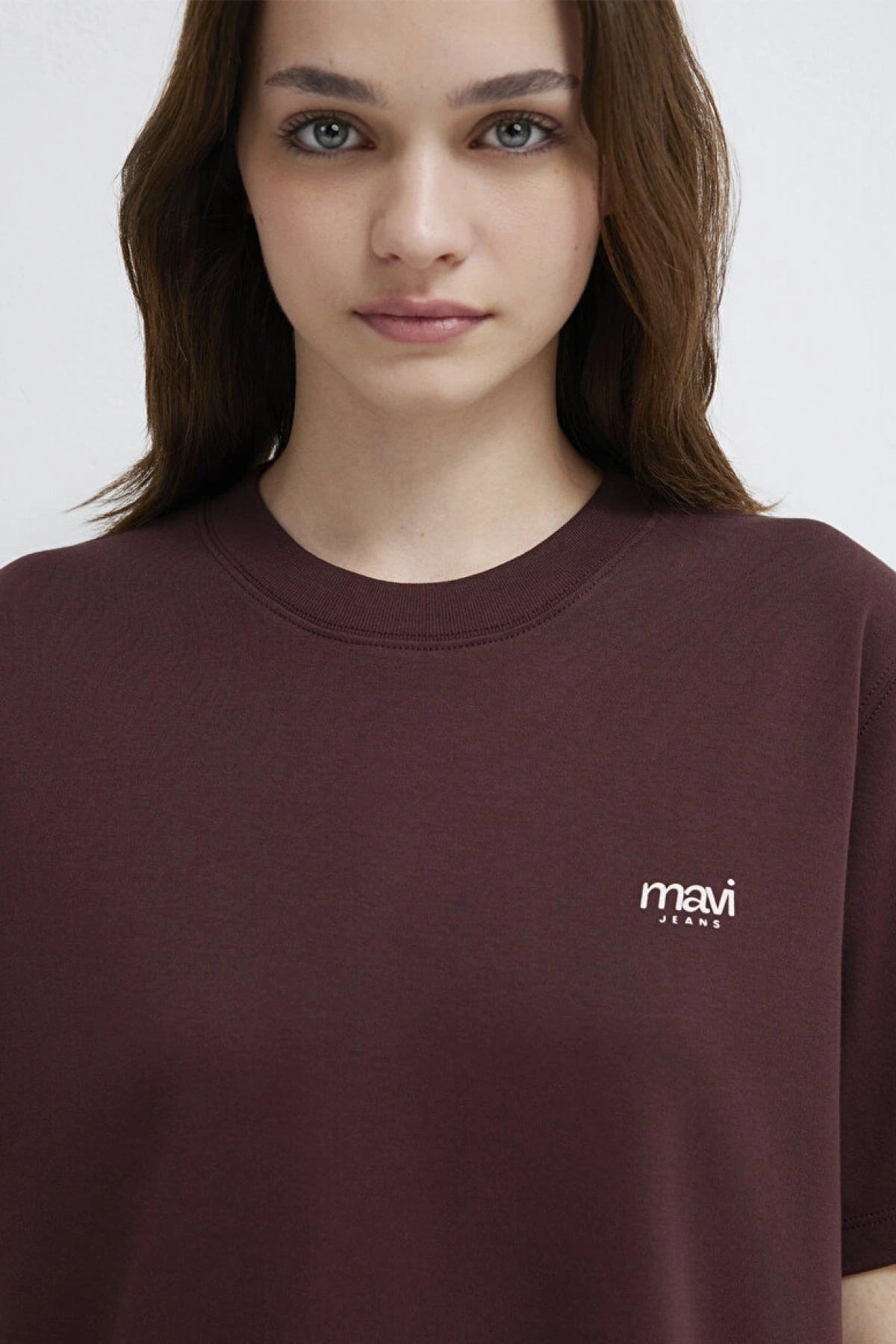 Mavi Jeans Baskılı Bordo Tişört