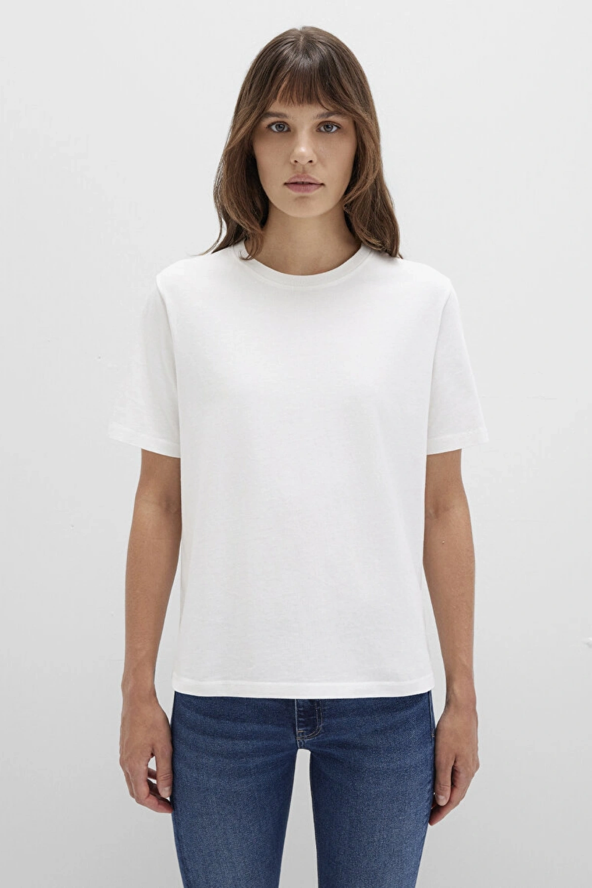KISA KOLLU BASIC TİŞÖRT Kırık Beyaz, L
