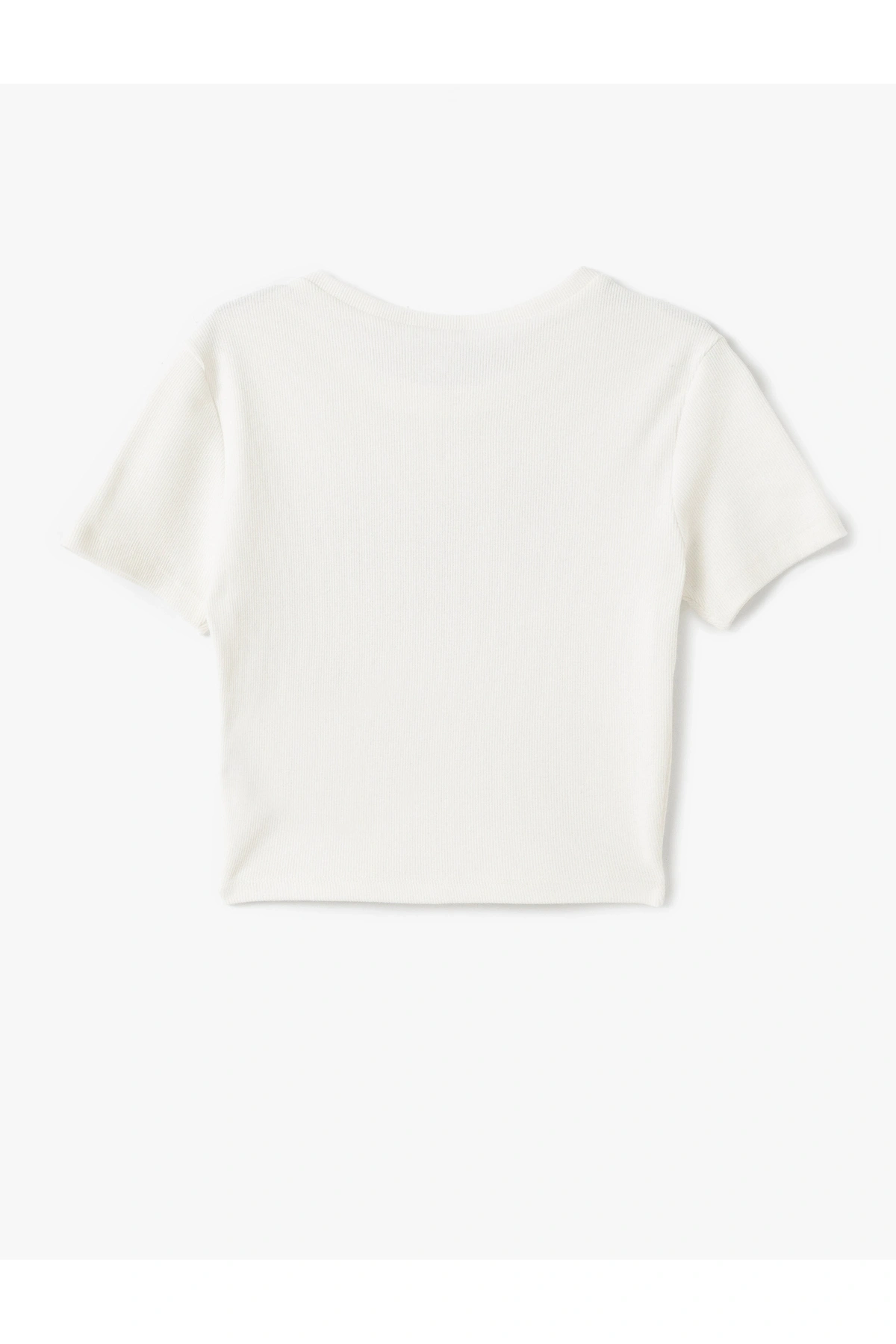 Koton Panda Baskılı Kısa Kollu Slim Fit Crop Tişört