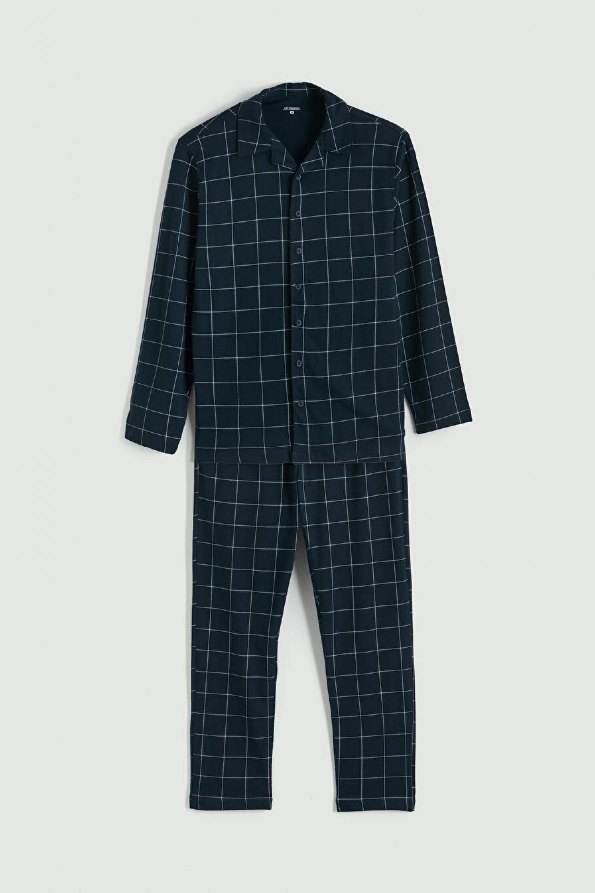 LC WAIKIKI Lacivert Standart Kalıp Ekose Erkek Pijama Takımı