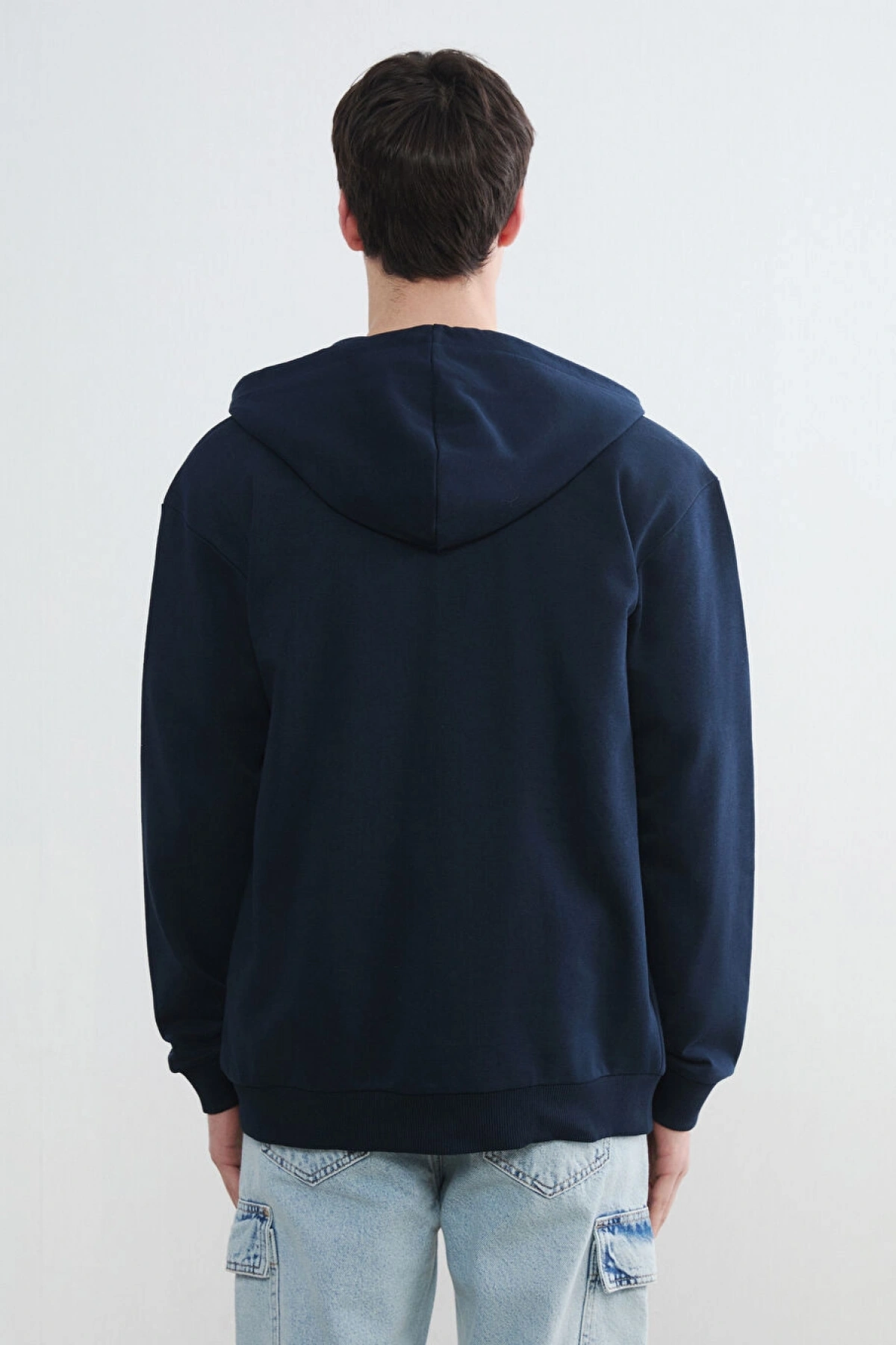 XSIDE Lacivert Kapüşonlu Erkek Fermuarlı Sweatshirt