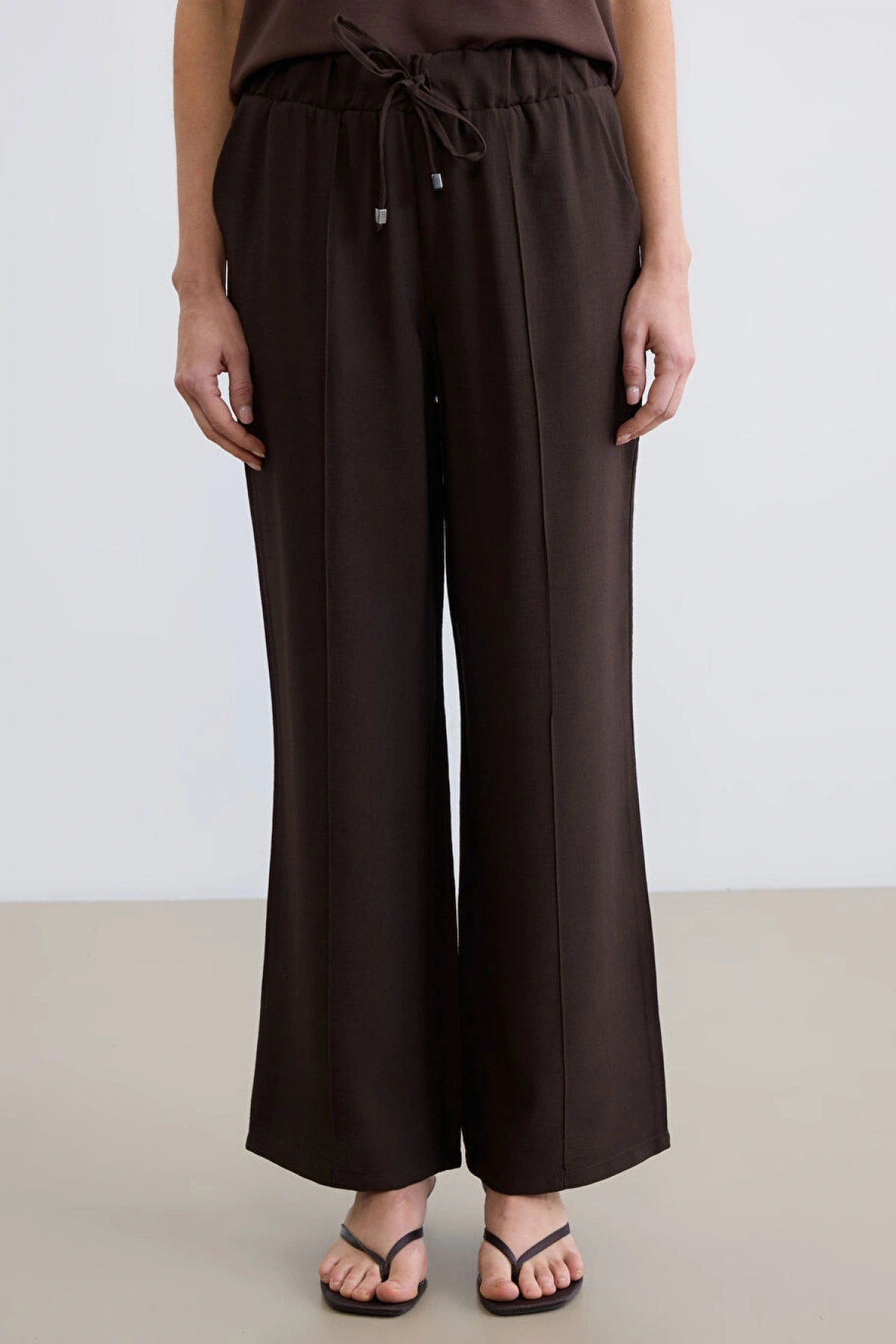 LCW EVERYDAY Kahverengi Beli Lastikli Kadın Pantolon