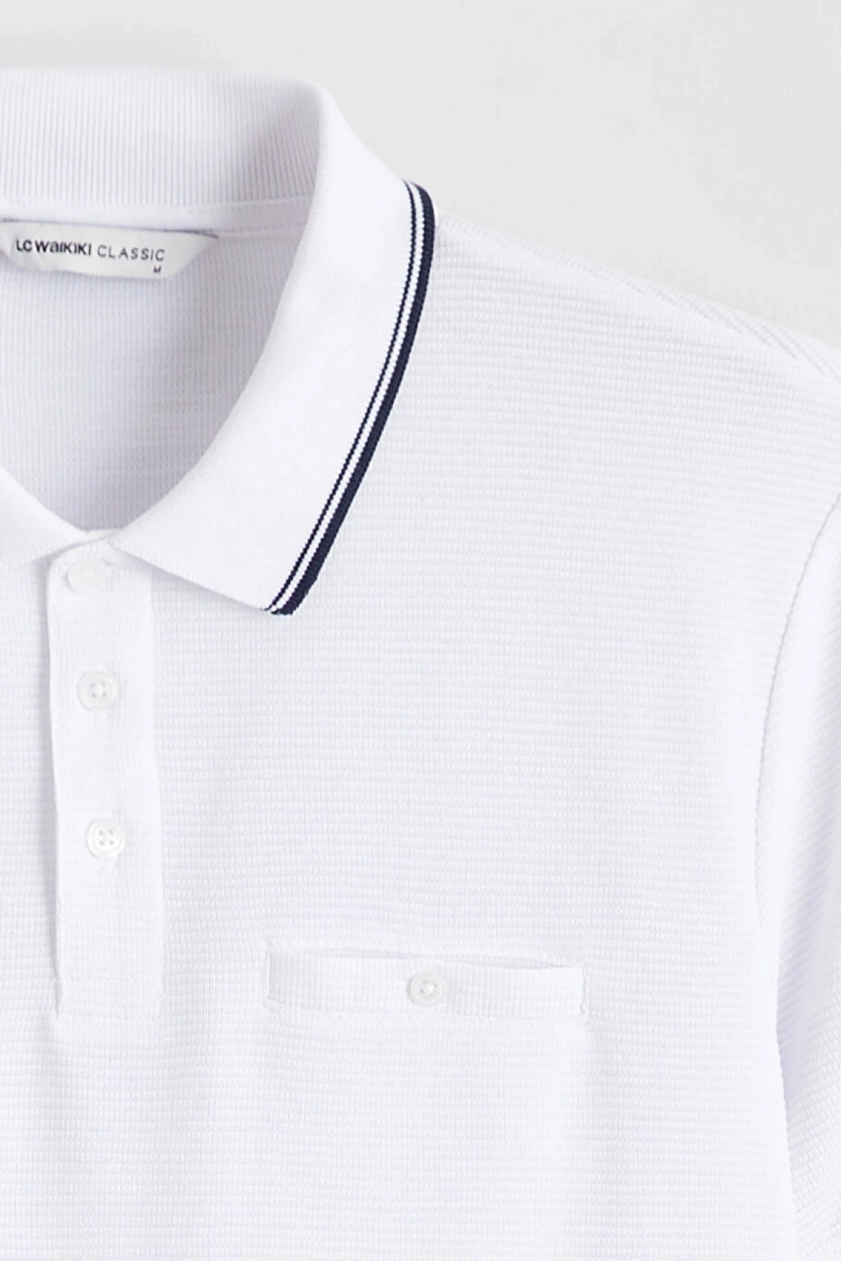 LCWAIKIKI Classic Beyaz Polo Yaka Erkek Dokulu Tişört