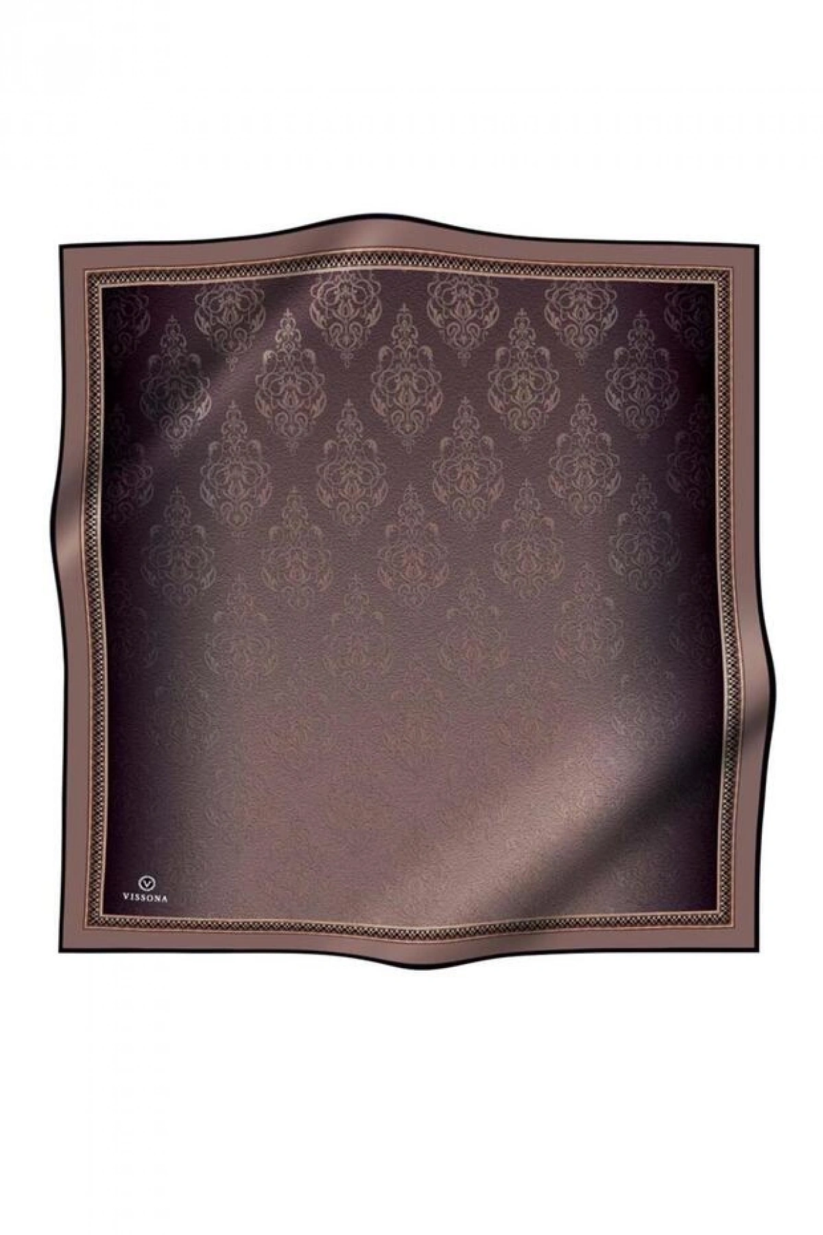 Vissona %100 Twill Barok Desenli Vizon Renkli 90x90 Eşarp Dikim Şekli: El Dikişi