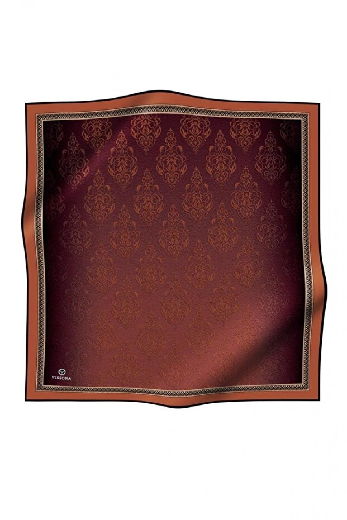 Vissona %100 Twill Barok Desenli Taba Renkli 90x90 Eşarp Dikim Şekli: El Dikişi