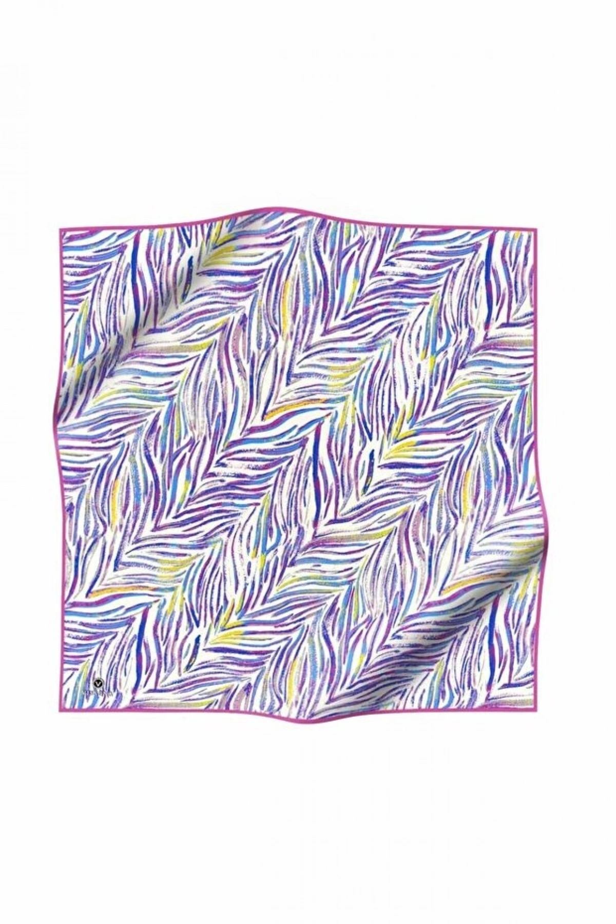 Vissona %100 Twill İpek Yaprak Desenli Pembe - Saks Renkli 90x90 Eşarp Dikim Şekli : El Dikişi