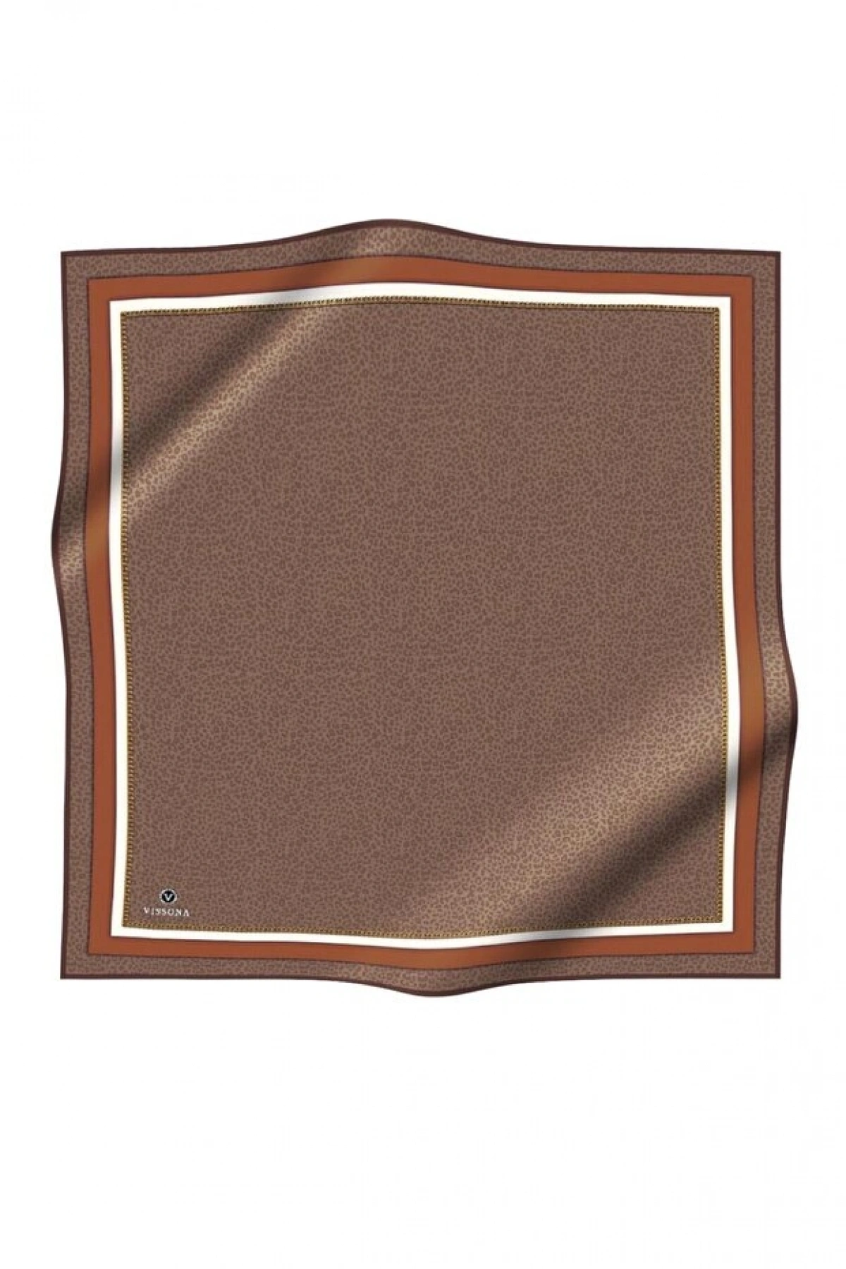 Vissona %100 Twill İpek Leopar Desenli Vizon Renkli 90x90 Eşarp Dikim Şekli : El Dikişi
