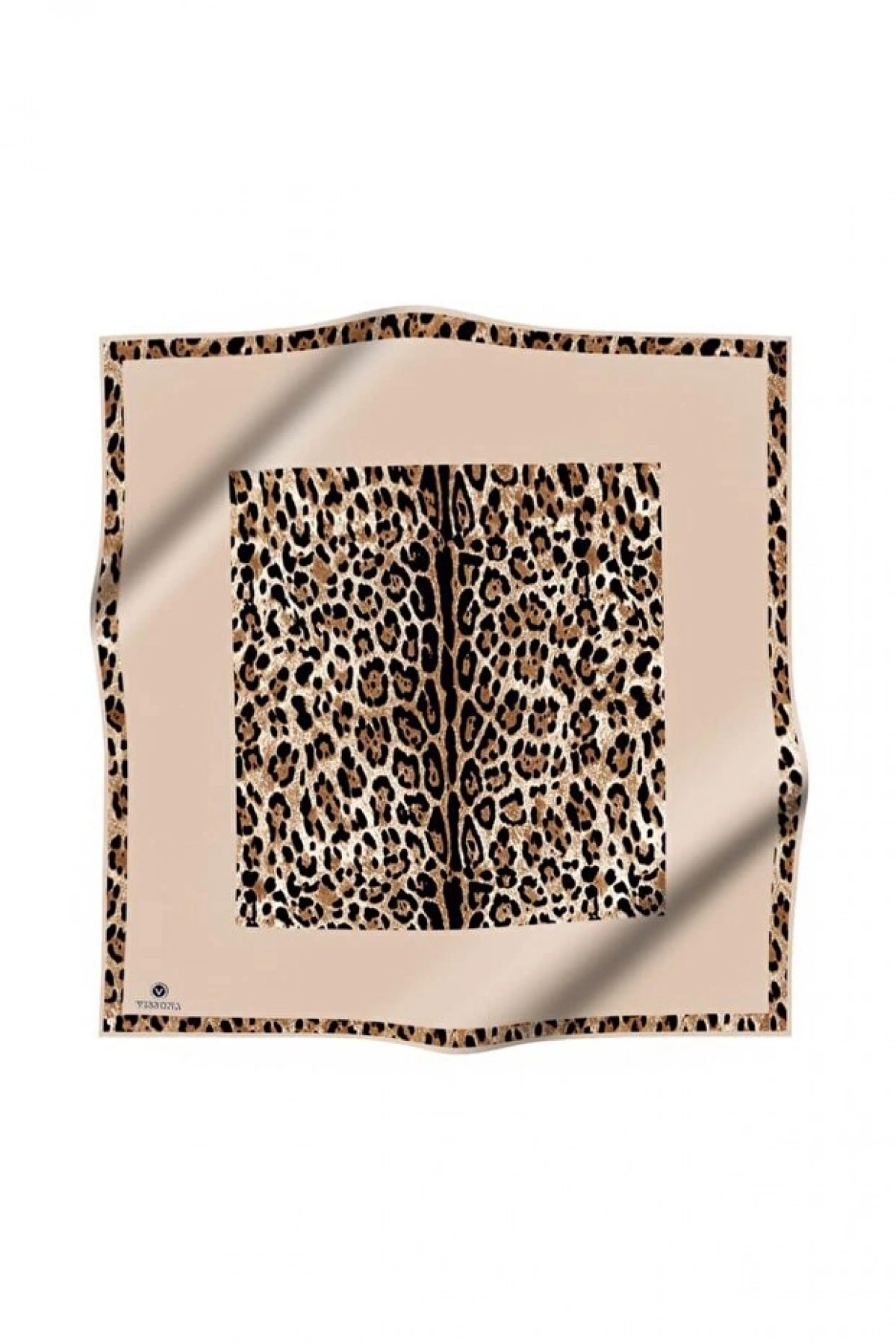 Vissona %100 Twill İpek Leopar Desenli Bej Renkli 90x90 Eşarp Dikim Şekli : El Dikişi