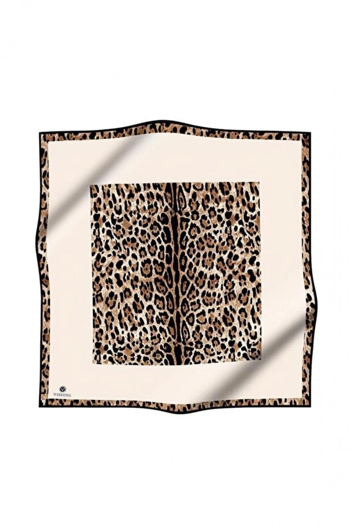 Vissona %100 Twill İpek Leopar Desenli Krem Renkli 90x90 Eşarp Dikim Şekli : El Dikişi