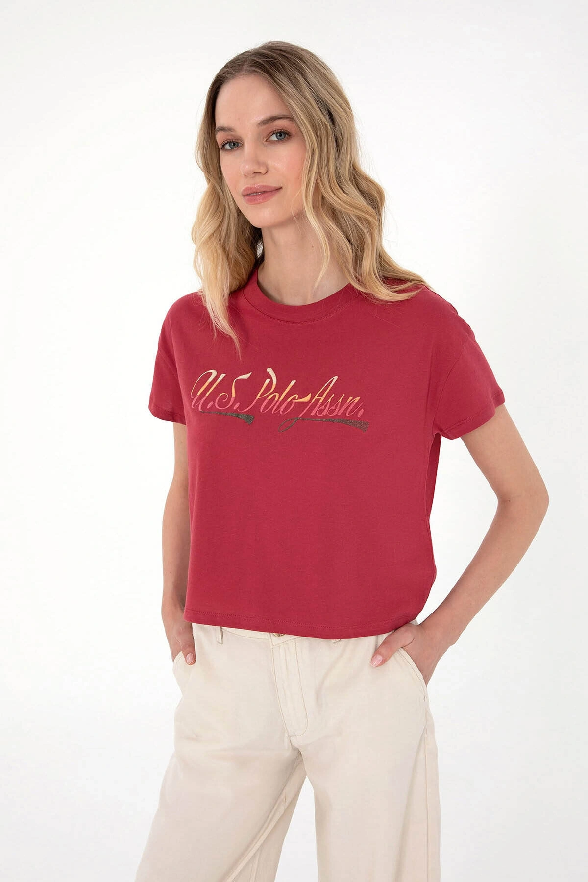 U.S. Polo Assn. U.S. Polo Assn. Gıselle Vişne Kadın T-Shirt