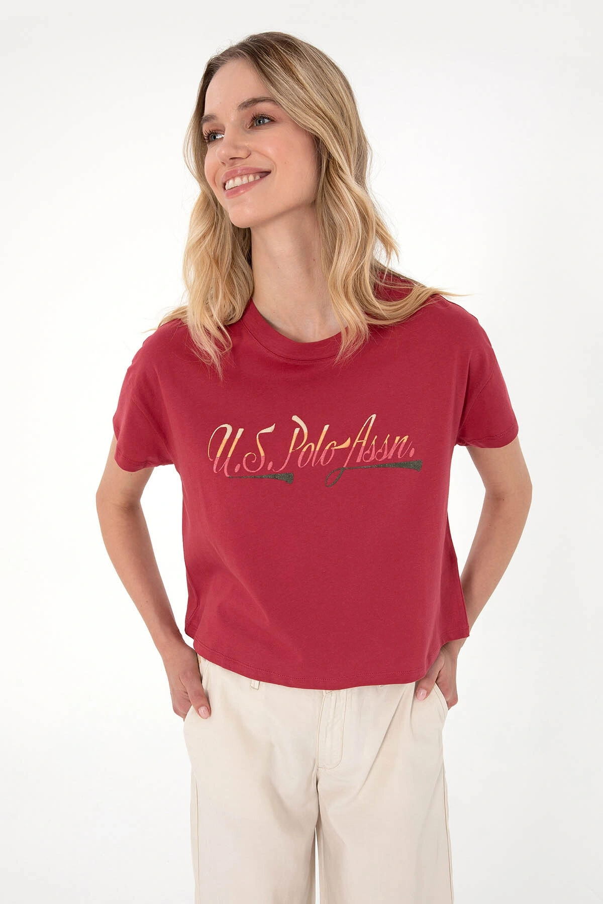 U.S. Polo Assn. U.S. Polo Assn. Gıselle Vişne Kadın T-Shirt