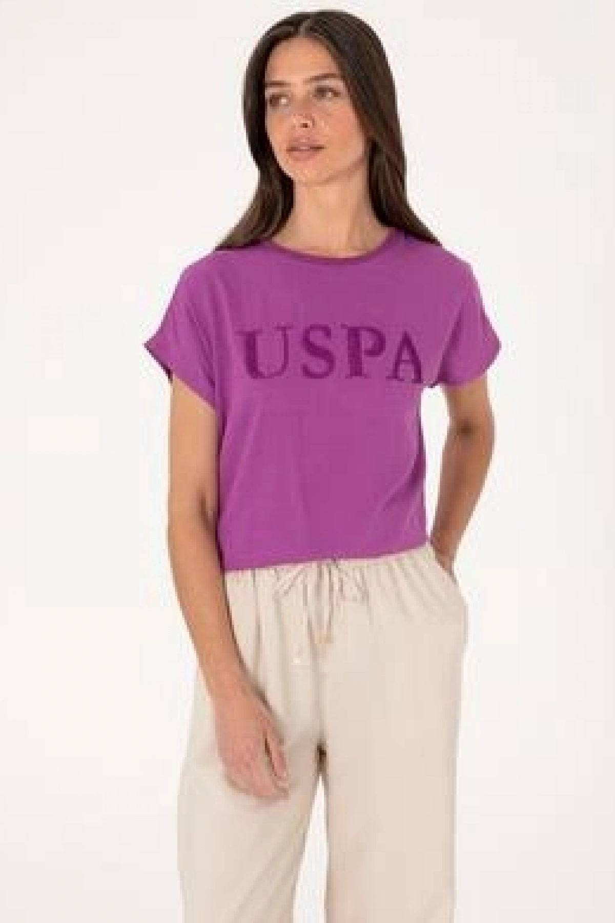 U.S. Polo Assn. Kadın Menekşe Bisiklet Yaka Tişört