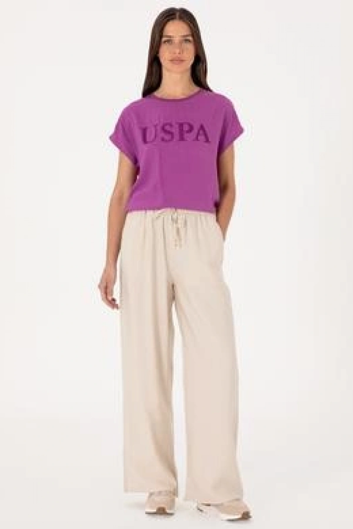 U.S. Polo Assn. Kadın Menekşe Bisiklet Yaka Tişört