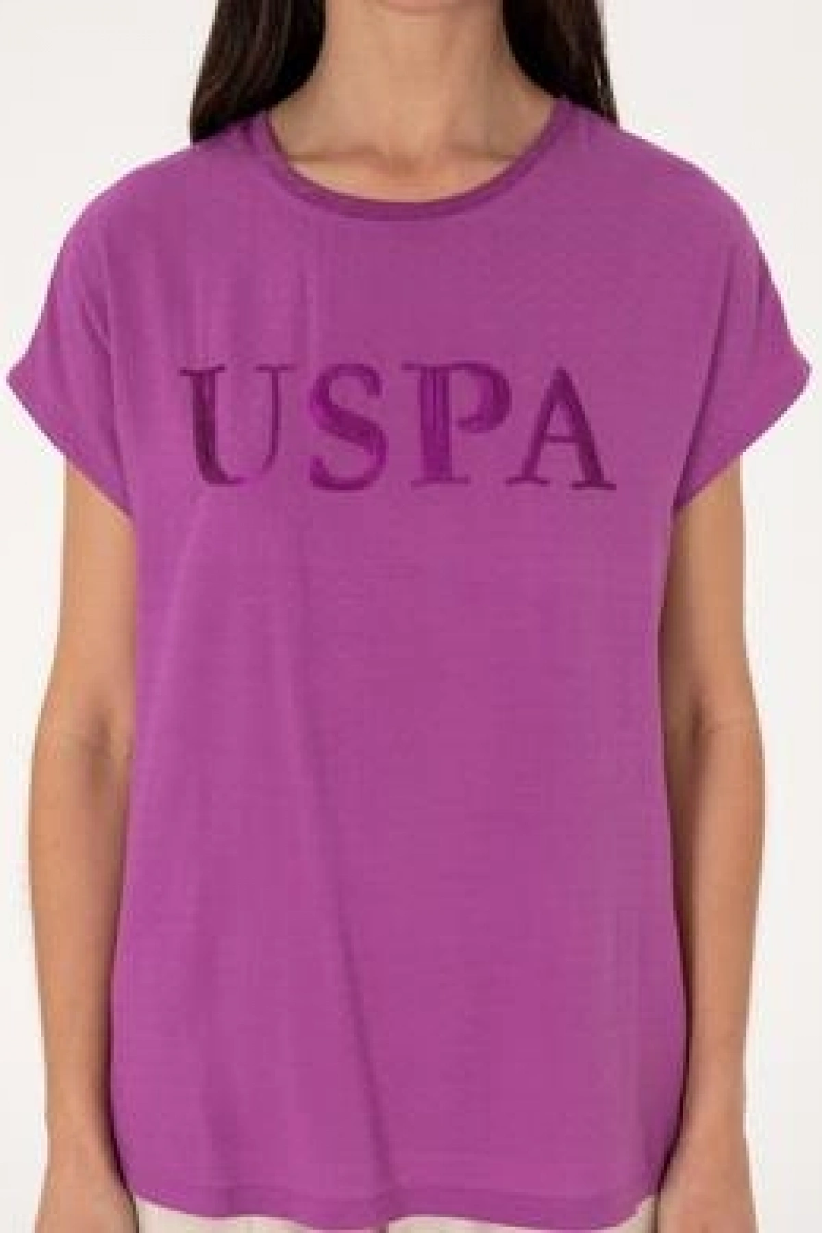 U.S. Polo Assn. Kadın Menekşe Bisiklet Yaka Tişört