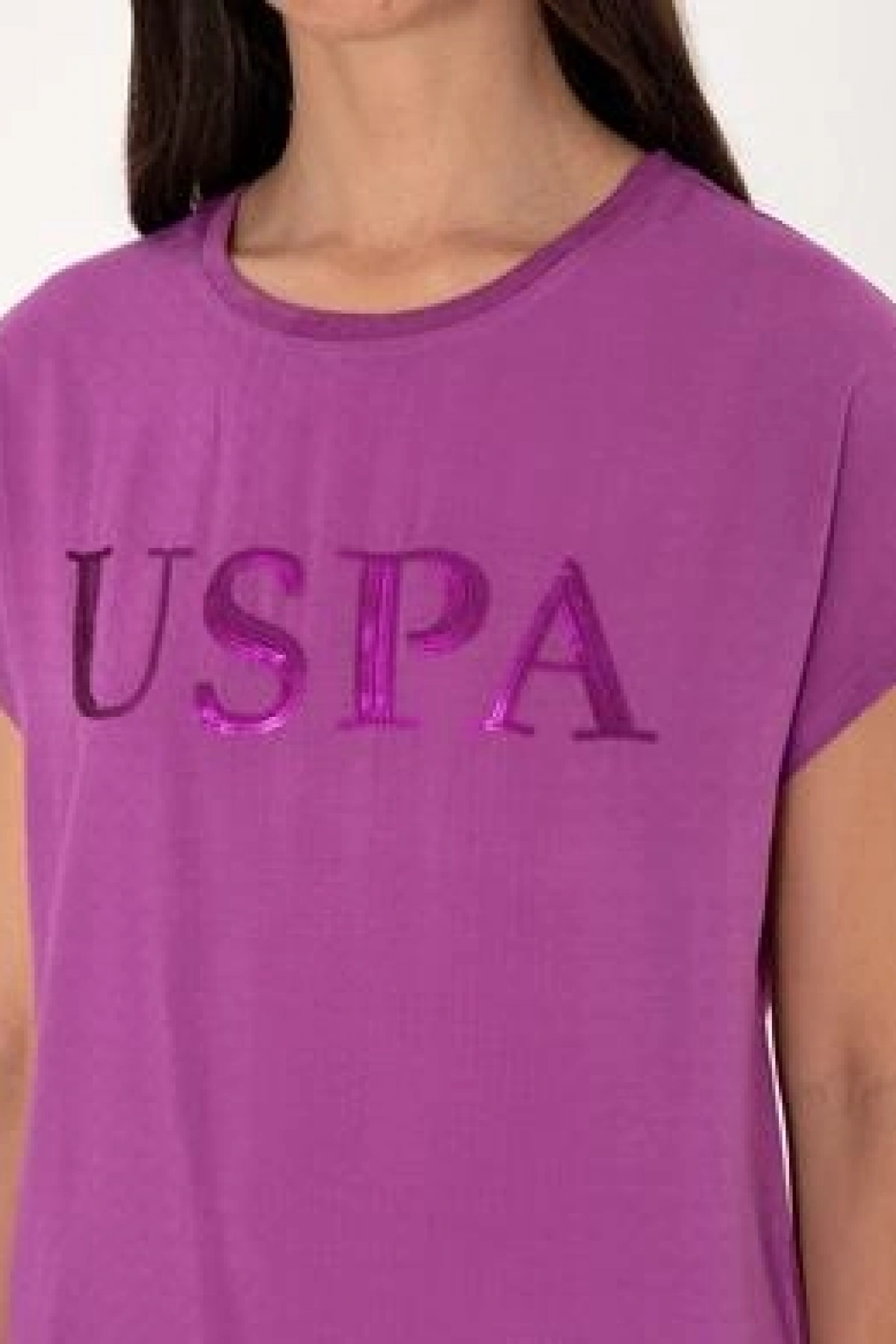 U.S. Polo Assn. Kadın Menekşe Bisiklet Yaka Tişört