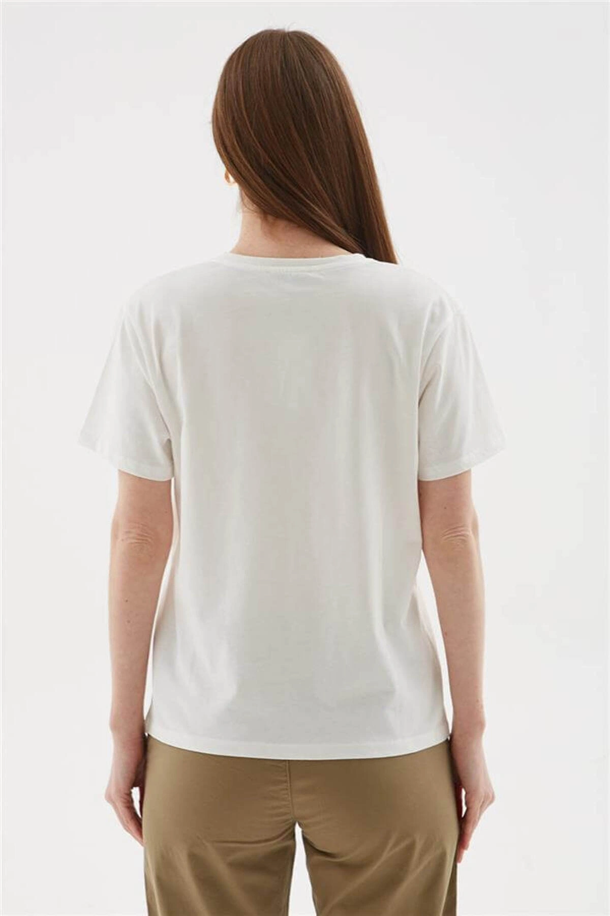 Fashion Friends Baskılı %100 Pamuklu Tişört Ekru