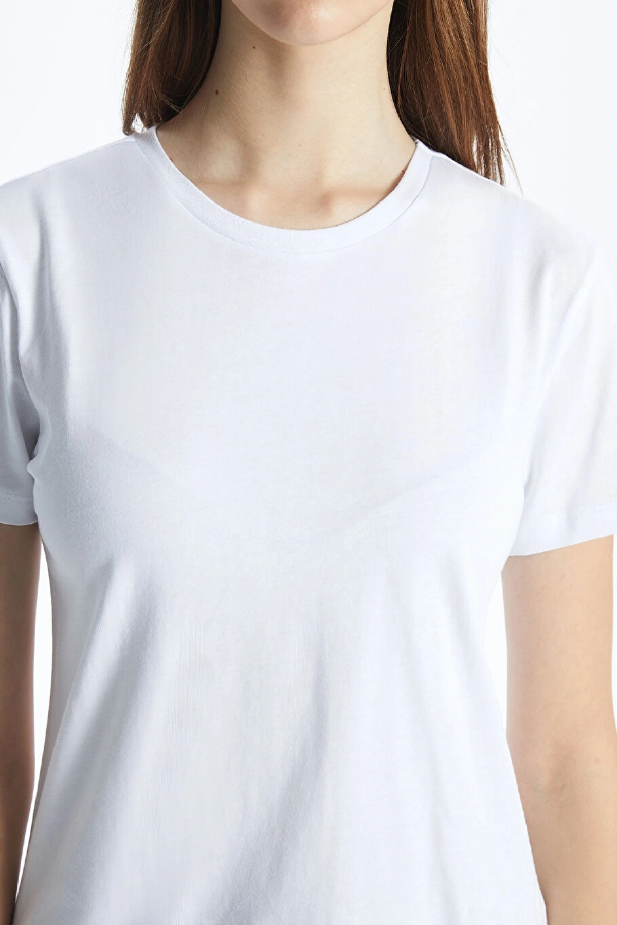 XSIDE Beyaz LC Waikiki Bisiklet Yaka Kadın Tişört