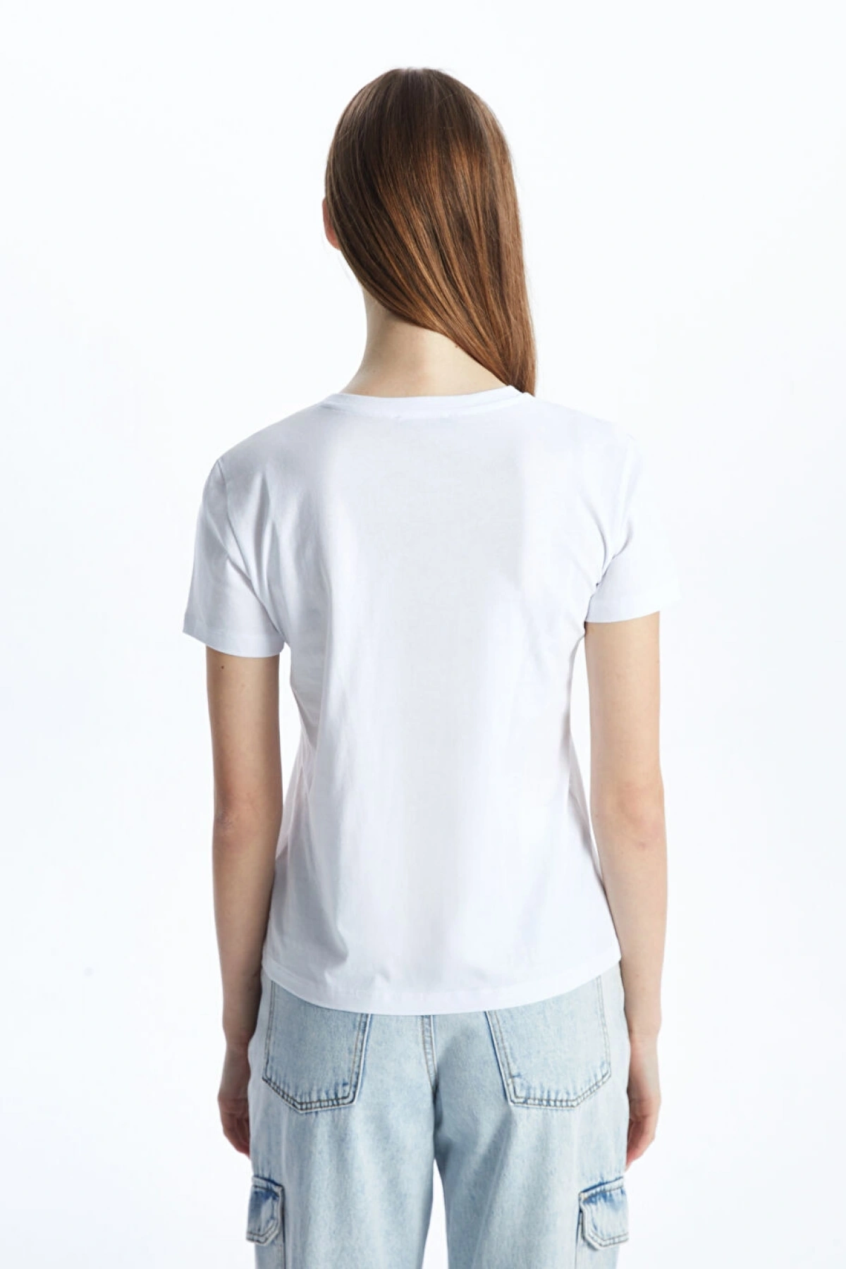 XSIDE Beyaz LC Waikiki Bisiklet Yaka Kadın Tişört