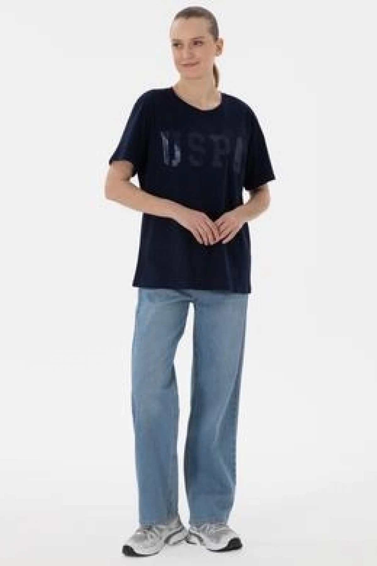 U.S.POLO. Kadın Lacivert Bisiklet Yaka Basic Tişört