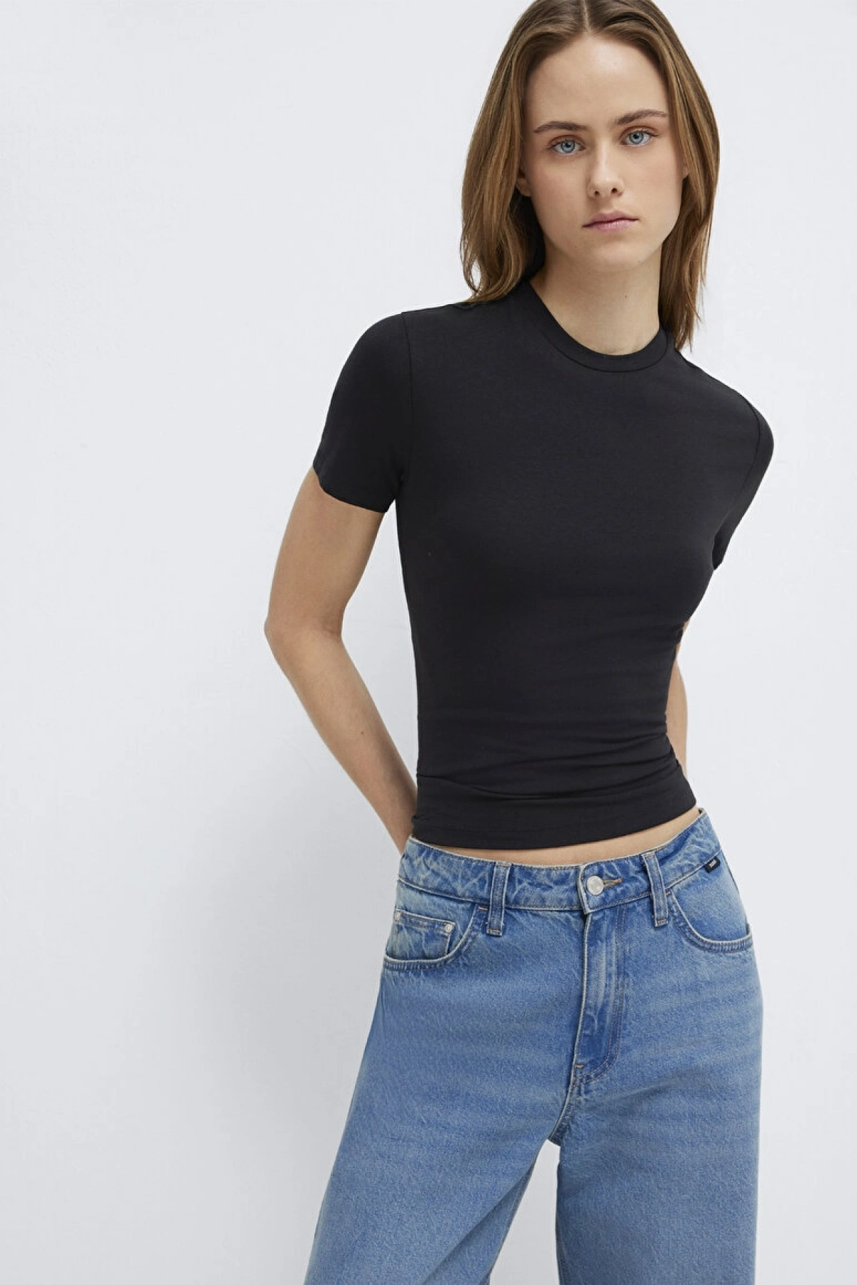 MAVİ Lux Touch Siyah Basic Modal Tişört