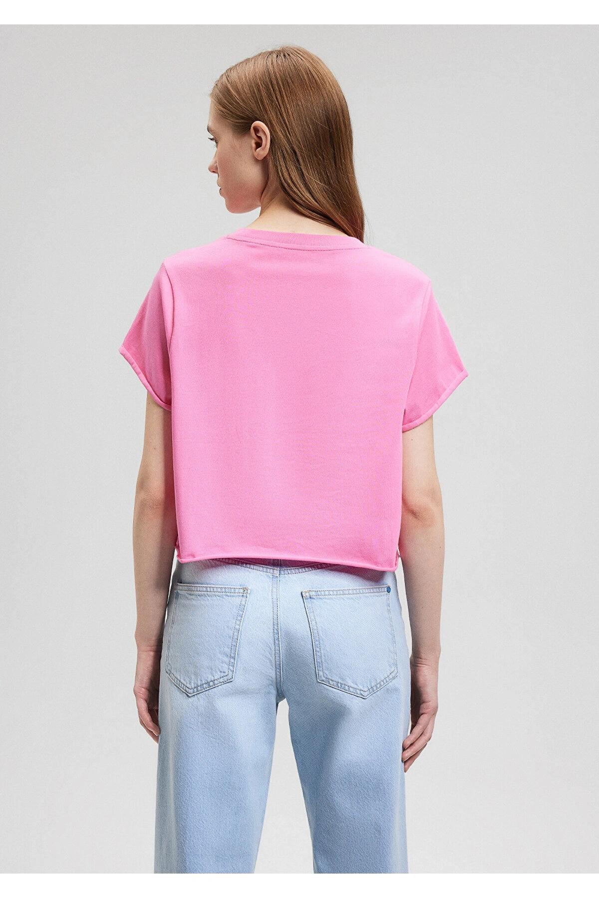 Mavi Pembe Basic Tişört Crop / Kısa Kesim