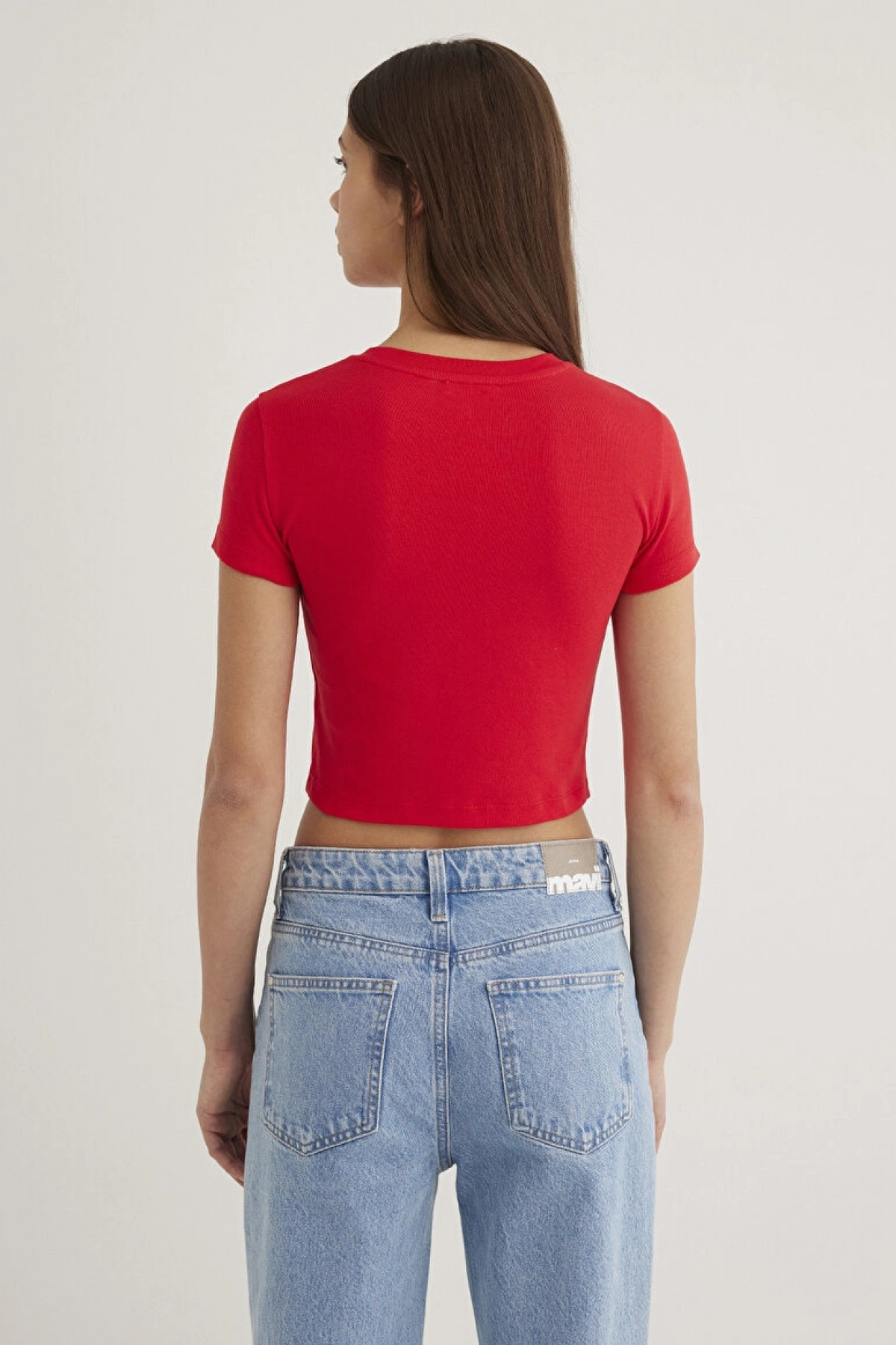 MAVİ Kırmızı Basic Crop Tişört