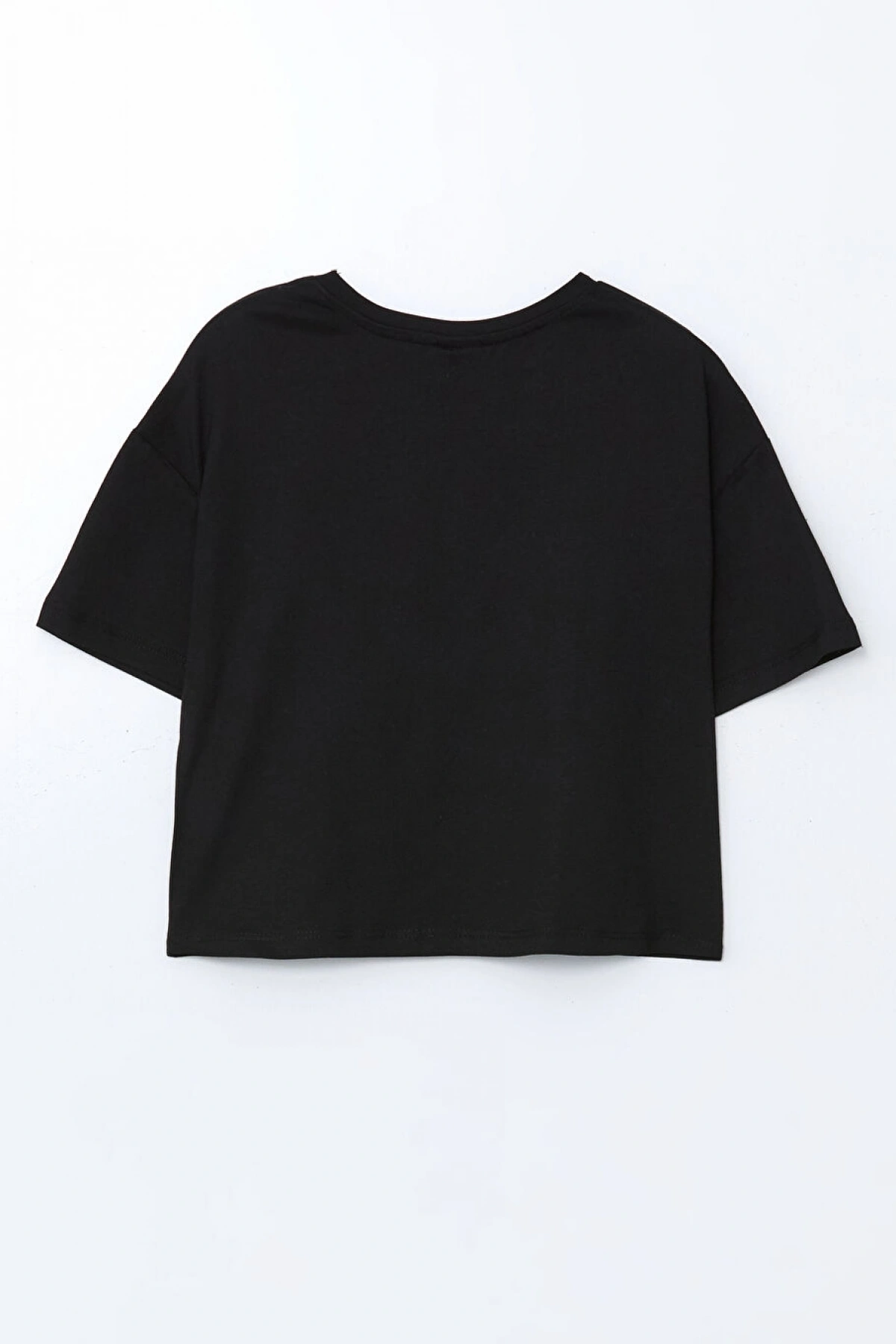 LCW Kids Siyah Bisiklet Yaka Kız Çocuk Tişört