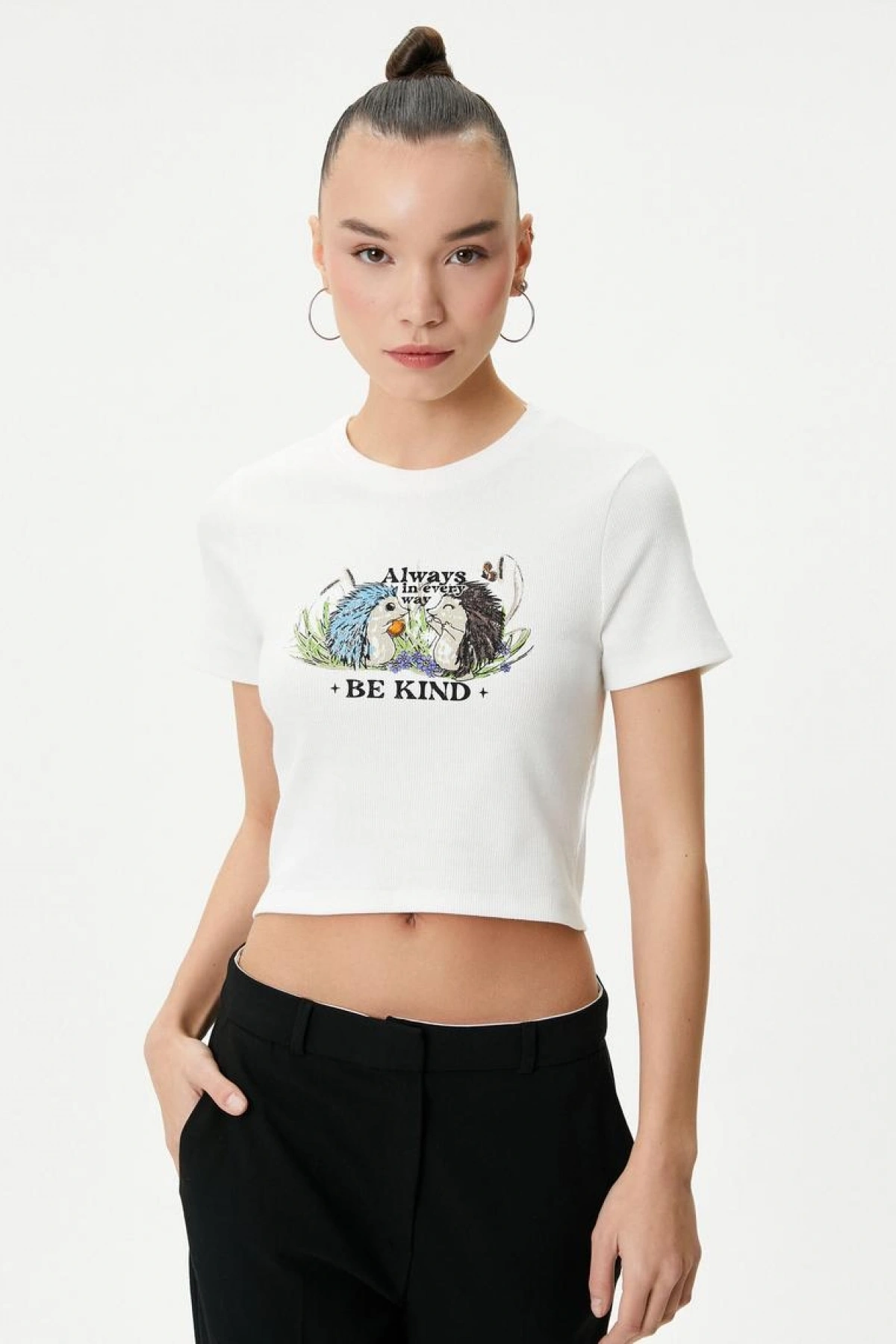 Koton Kadın T-shirt Ekru