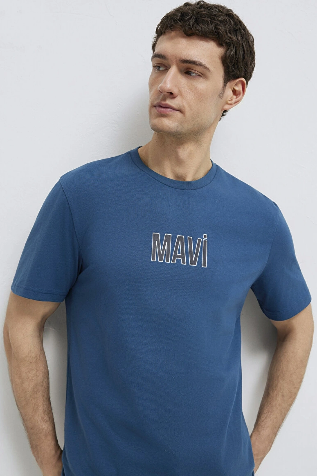 Mavi Baskılı Mavi Tişört