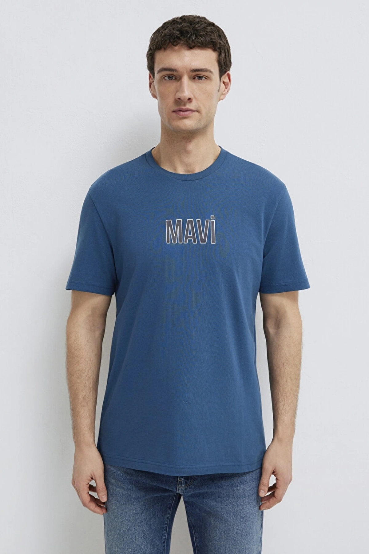 Mavi Baskılı Mavi Tişört