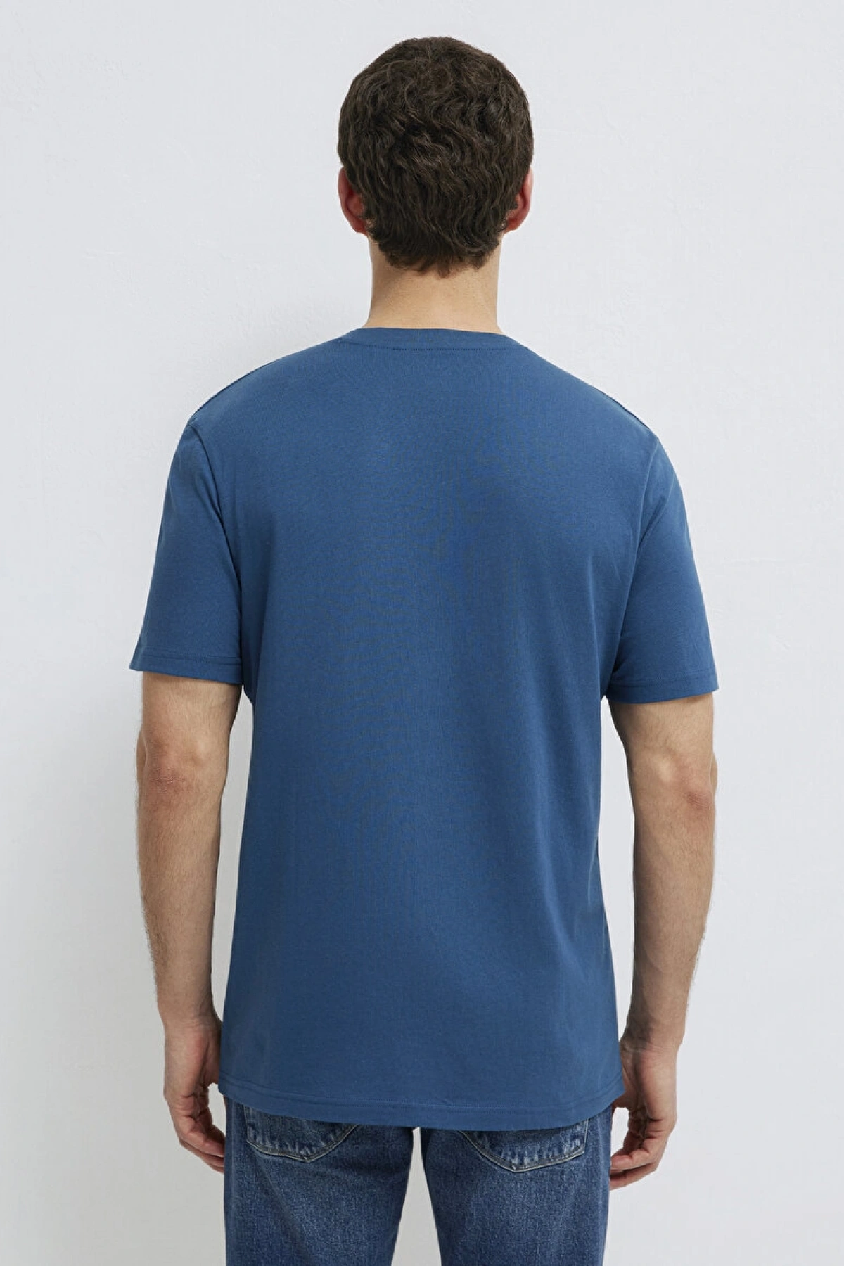 Mavi Baskılı Mavi Tişört