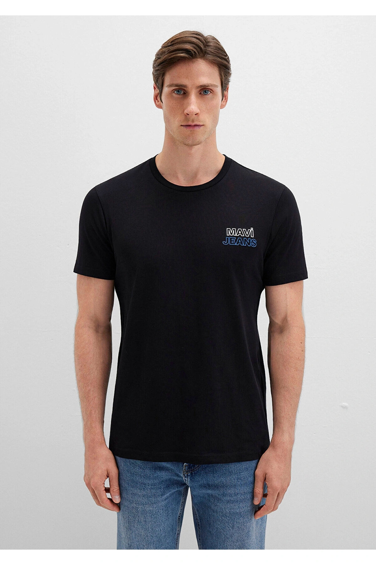 Mavi Jeans Baskılı Siyah Tişört Slim Fit / Dar Kesim