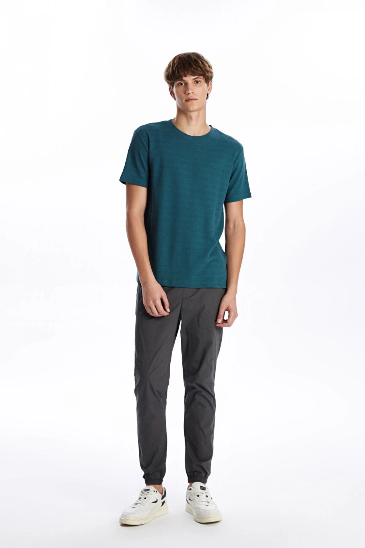 XSIDE Petrol Bisiklet Yaka Kısa Kollu Erkek Tişört