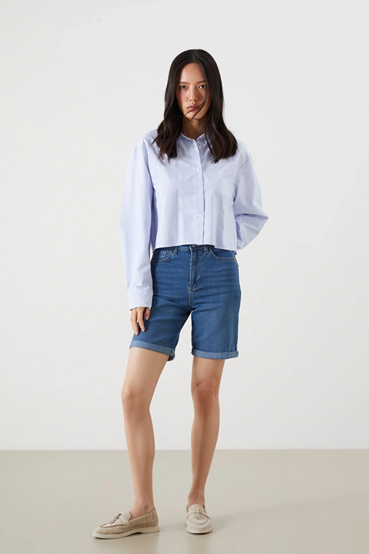 LCW Jeans Indigo Bermuda Fit Kadın Jean Şort