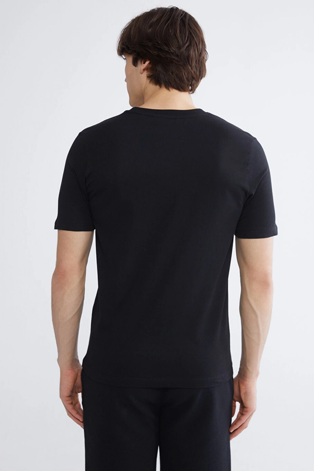 LC WAİKİKİ XSIDE Siyah Bisiklet Yaka Baskılı Penye Erkek Tişört