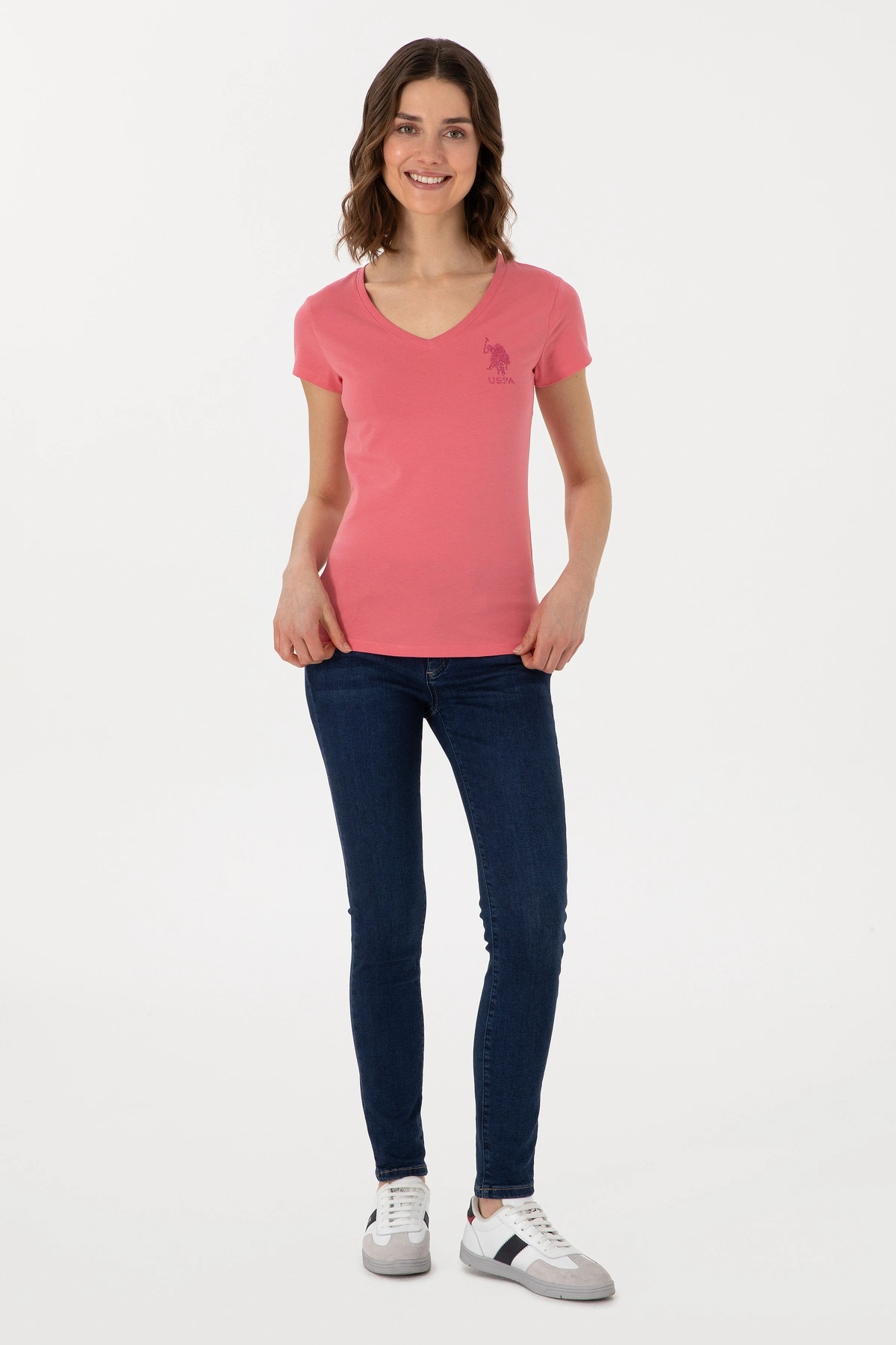 U.S. Polo Assn. U.S. Polo Assn. Kadın V Yaka Basic T-shirt