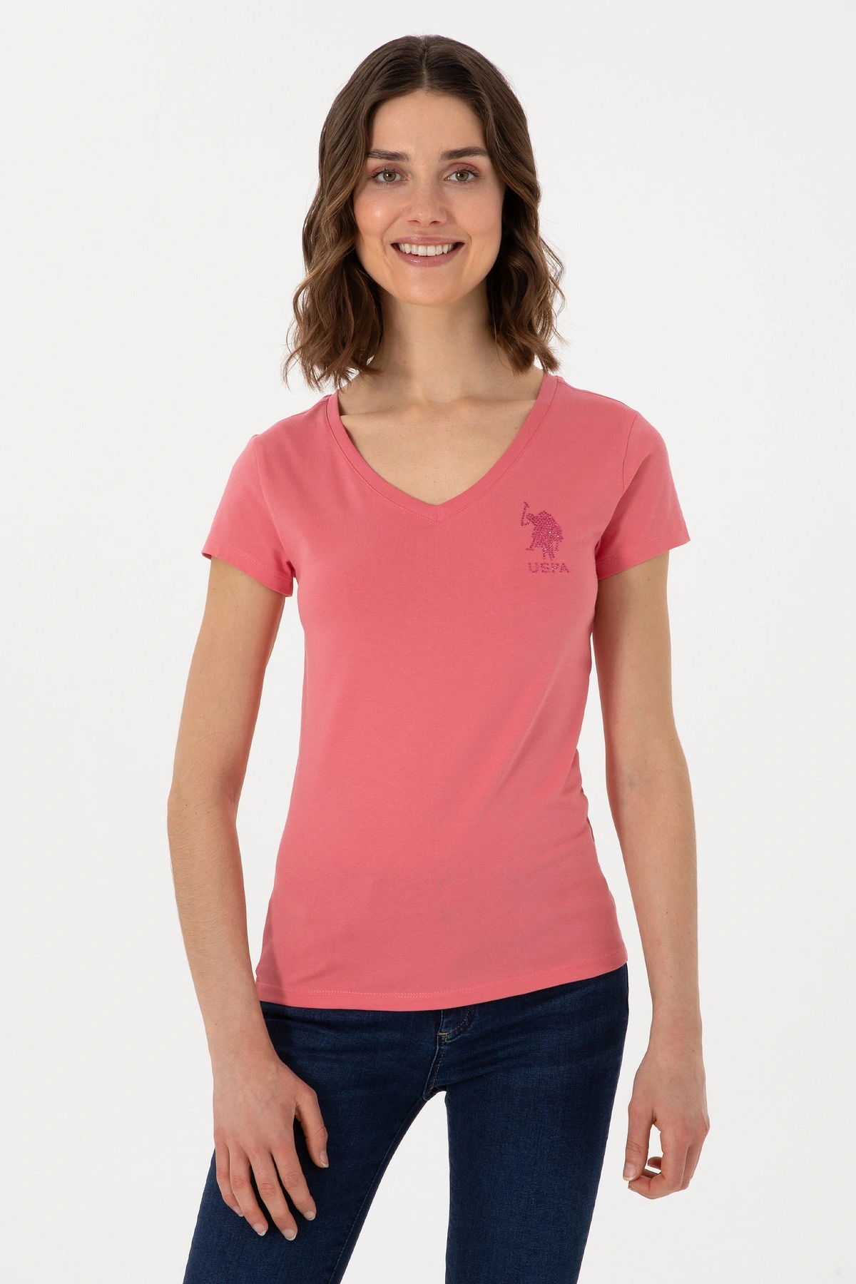 U.S. Polo Assn. U.S. Polo Assn. Kadın V Yaka Basic T-shirt