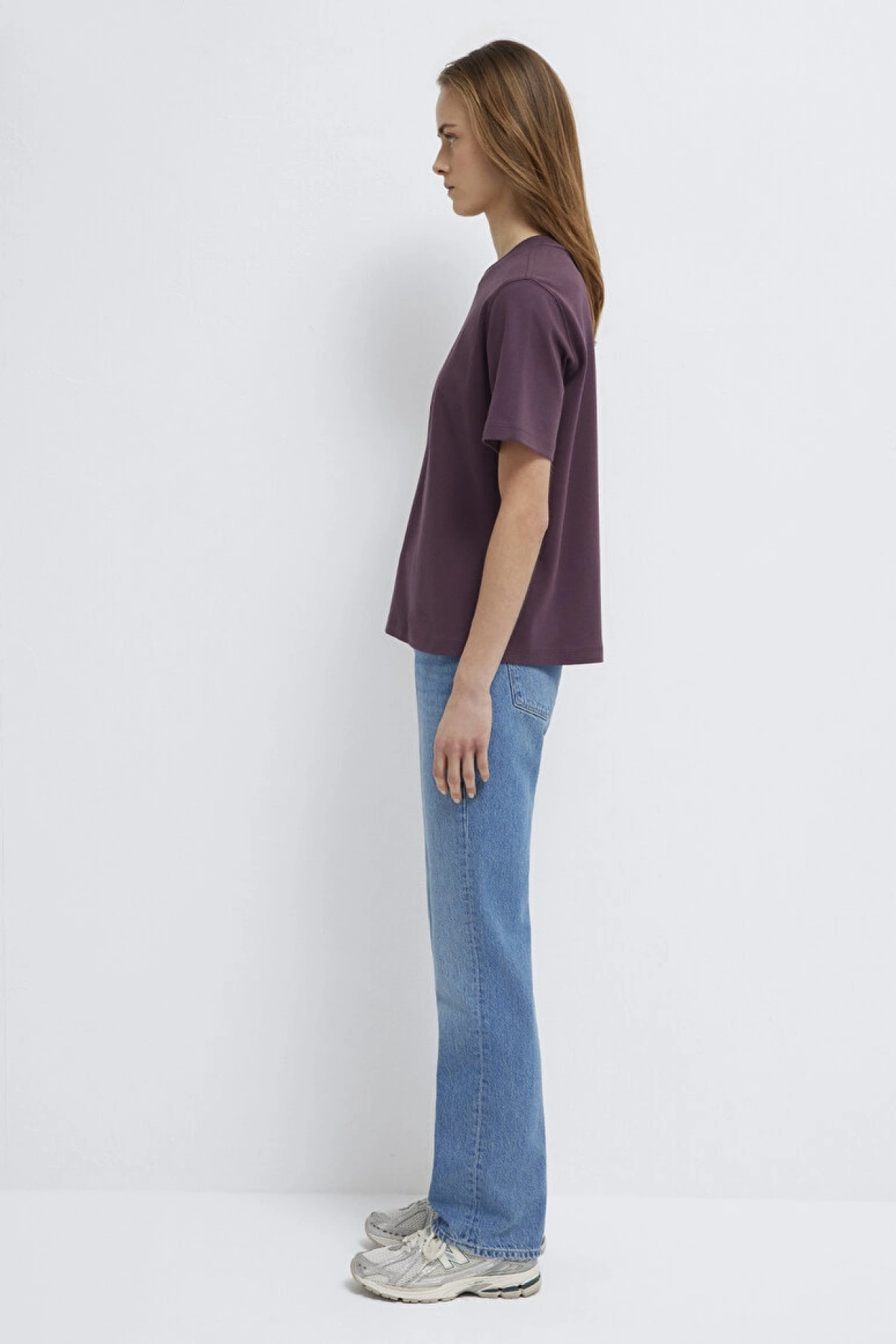 Mavi Logo Baskılı İnterlok Mor Tişört